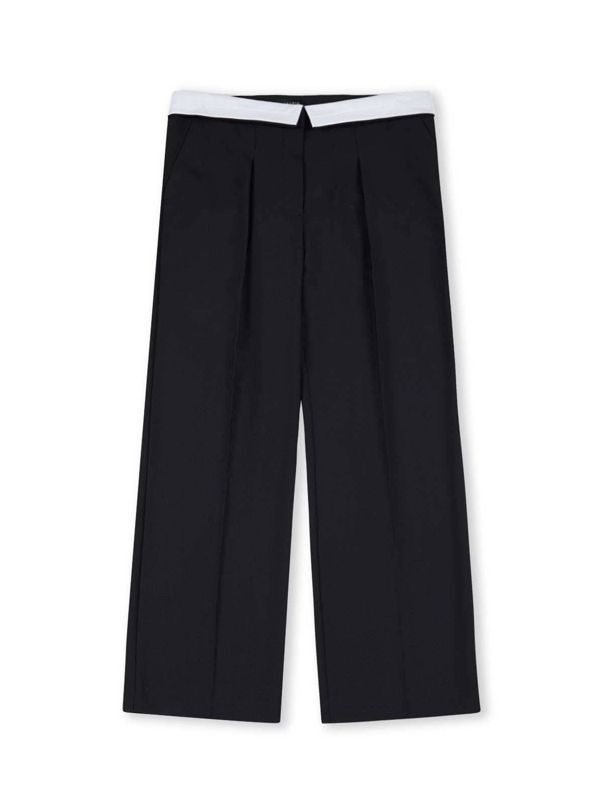Contrast Trim Straight-Leg Casual Trousers