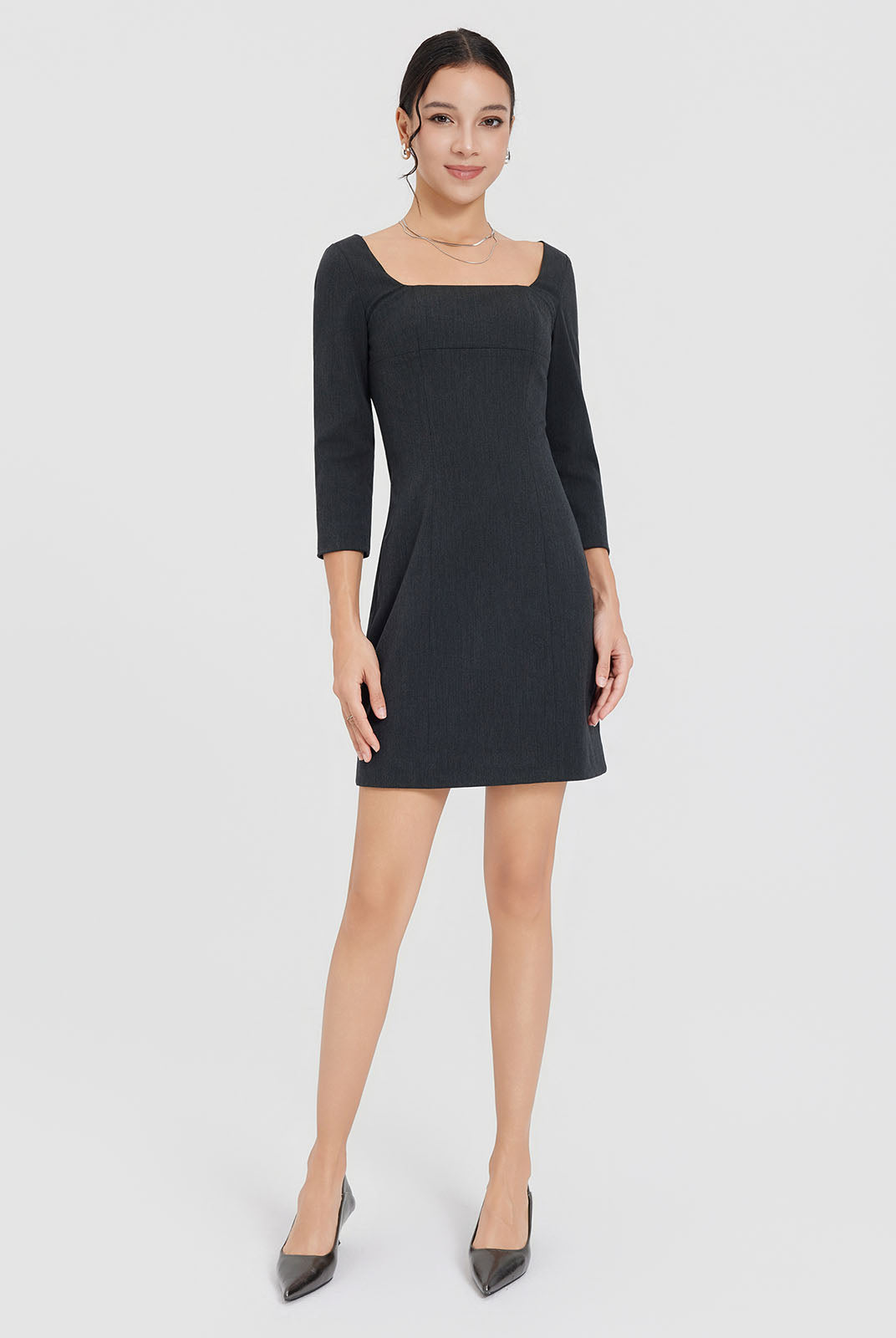 ASOBIO Twill Square-Neck Mini Dress