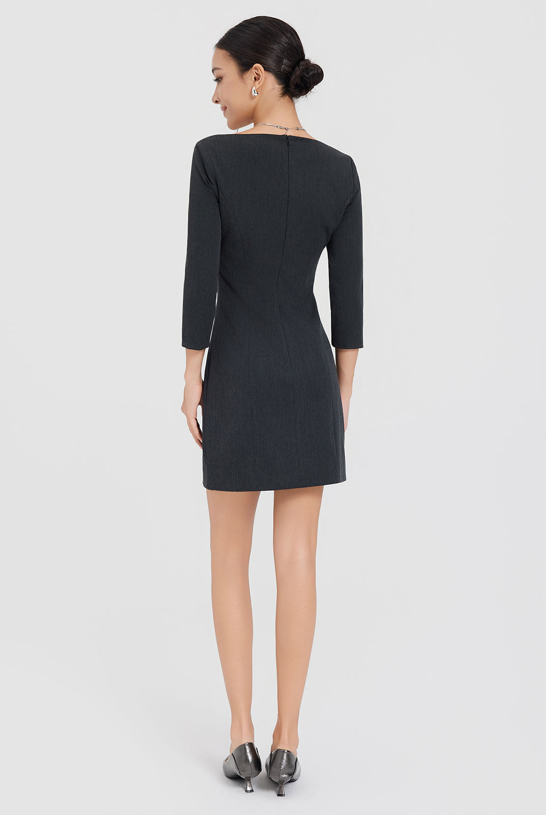 ASOBIO Twill Square-Neck Mini Dress