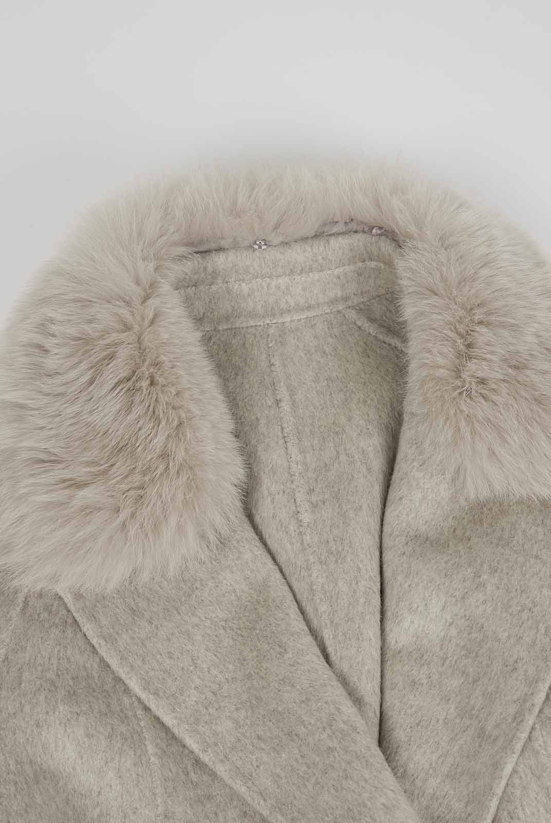 ASOBIO Wool Coat with Detachable Fox Fur Collar