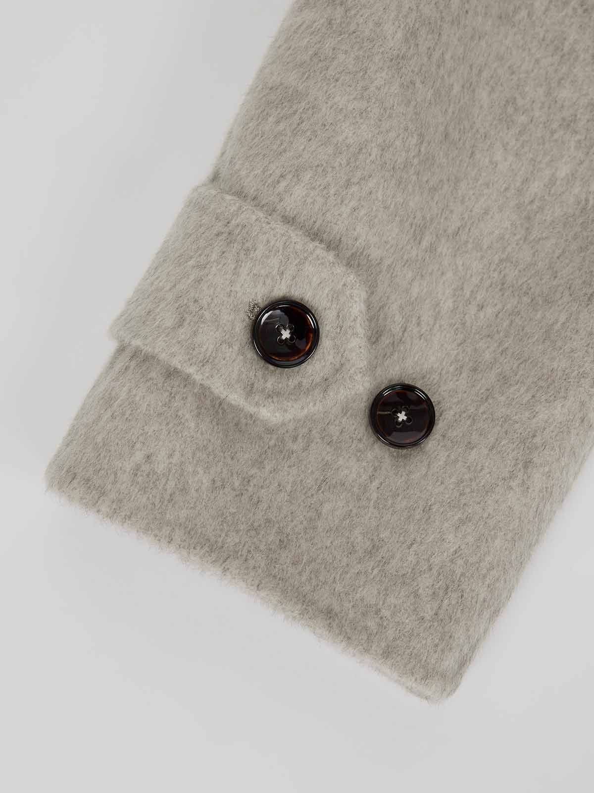 ASOBIO Wool Coat with Detachable Fox Fur Collar