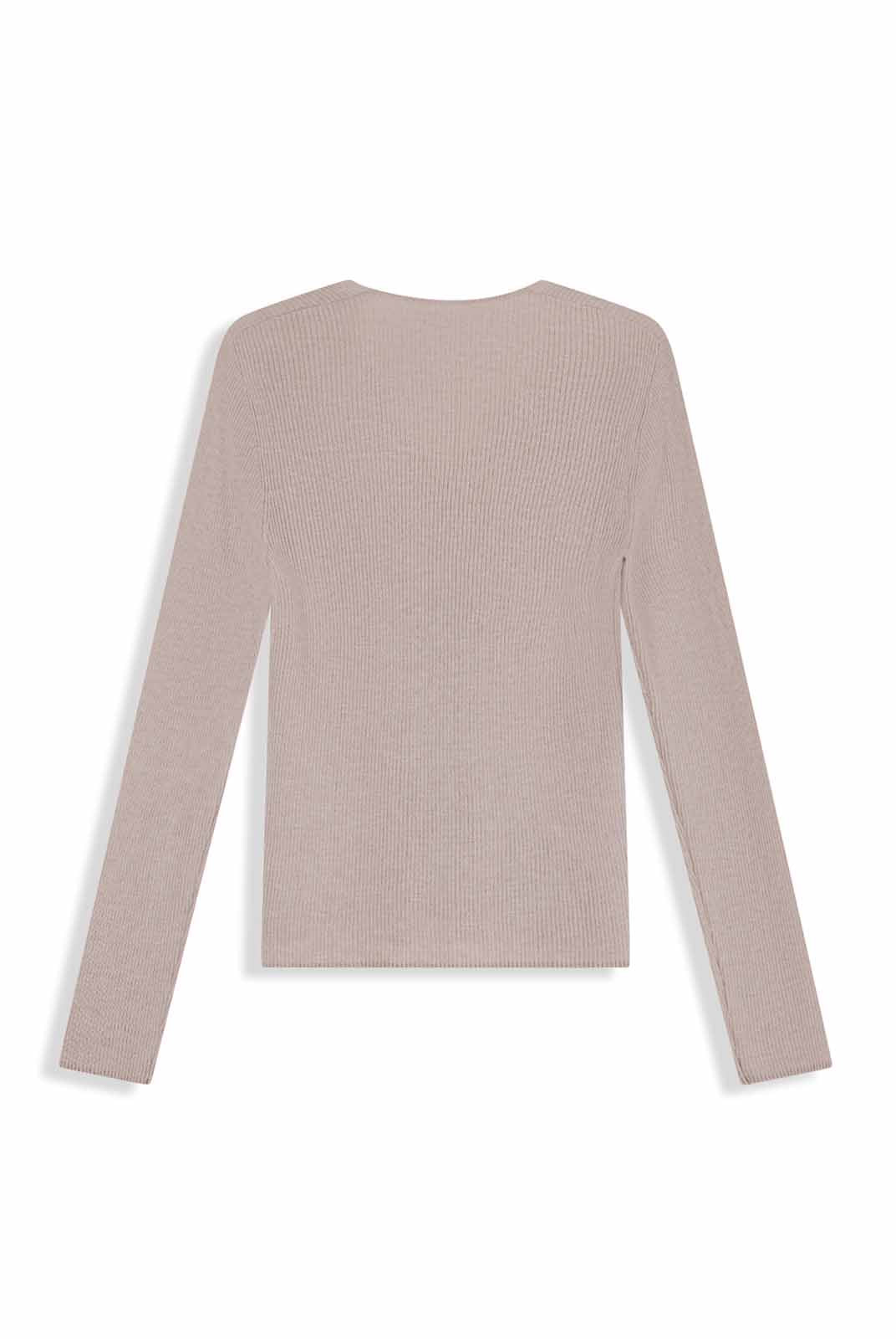 Lightweight merino V-Neck Ribbed Wool Knit Top