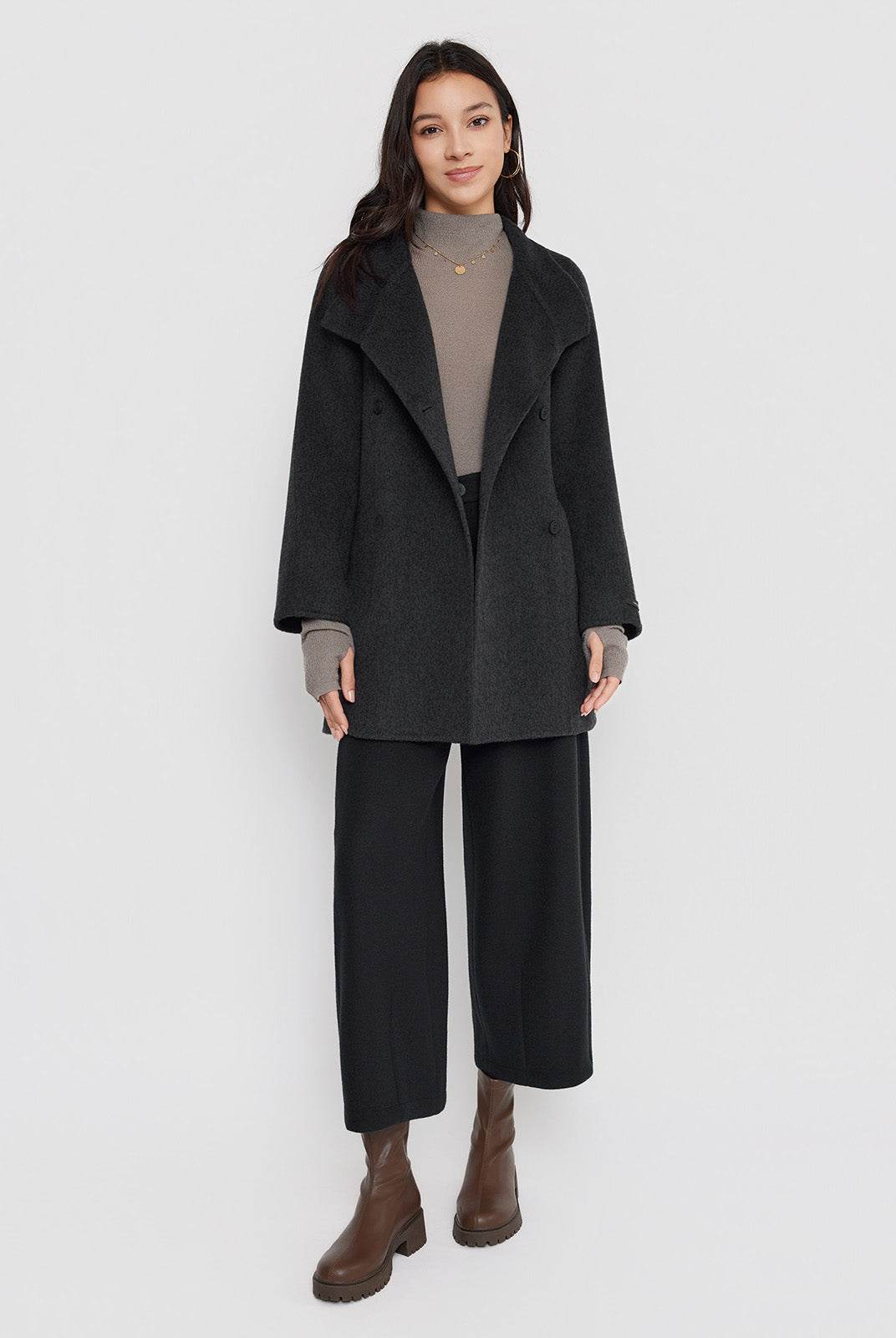 ASOBIO Double-Faced Double-Breasted Wrap Coat