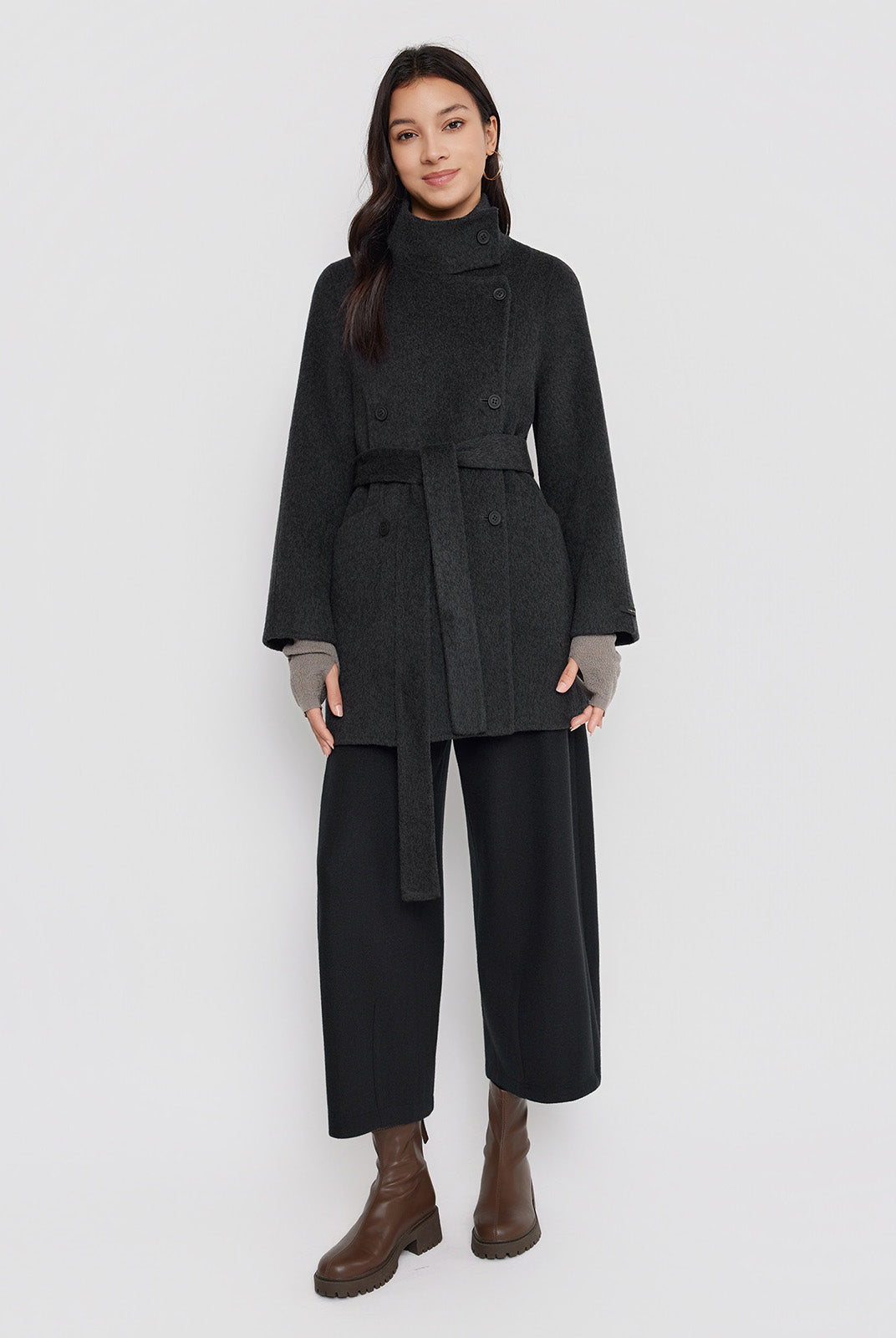 ASOBIO Double-Faced Double-Breasted Wrap Coat