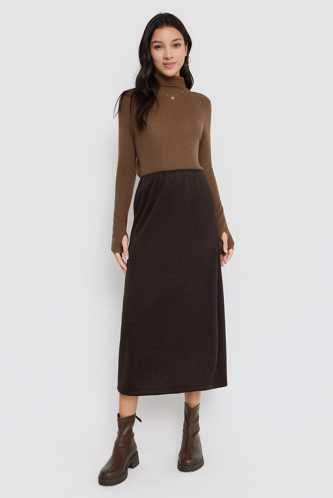 ASOBIO Wool-Blend Knit Midi Skirt
