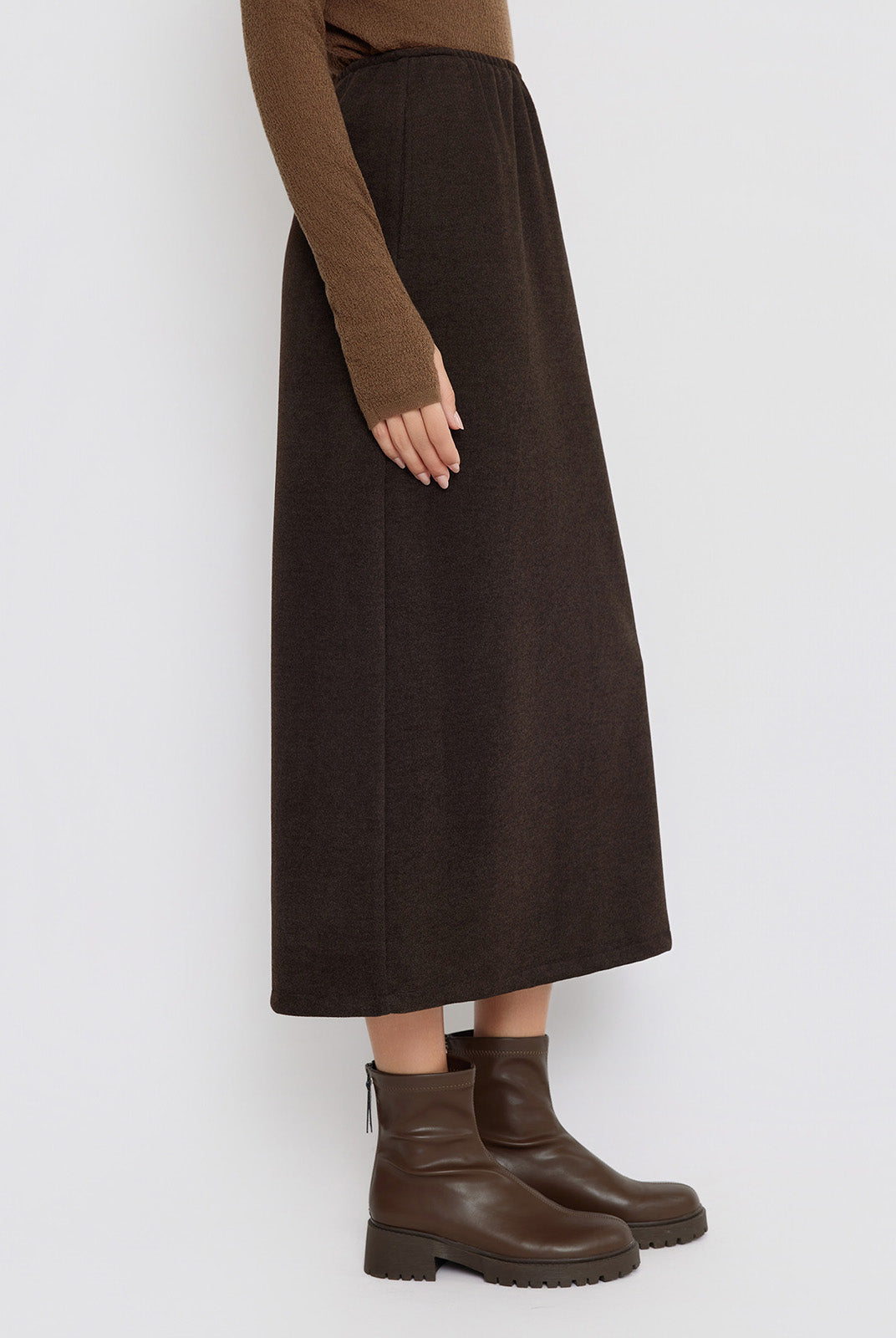 ASOBIO Wool-Blend Knit Midi Skirt