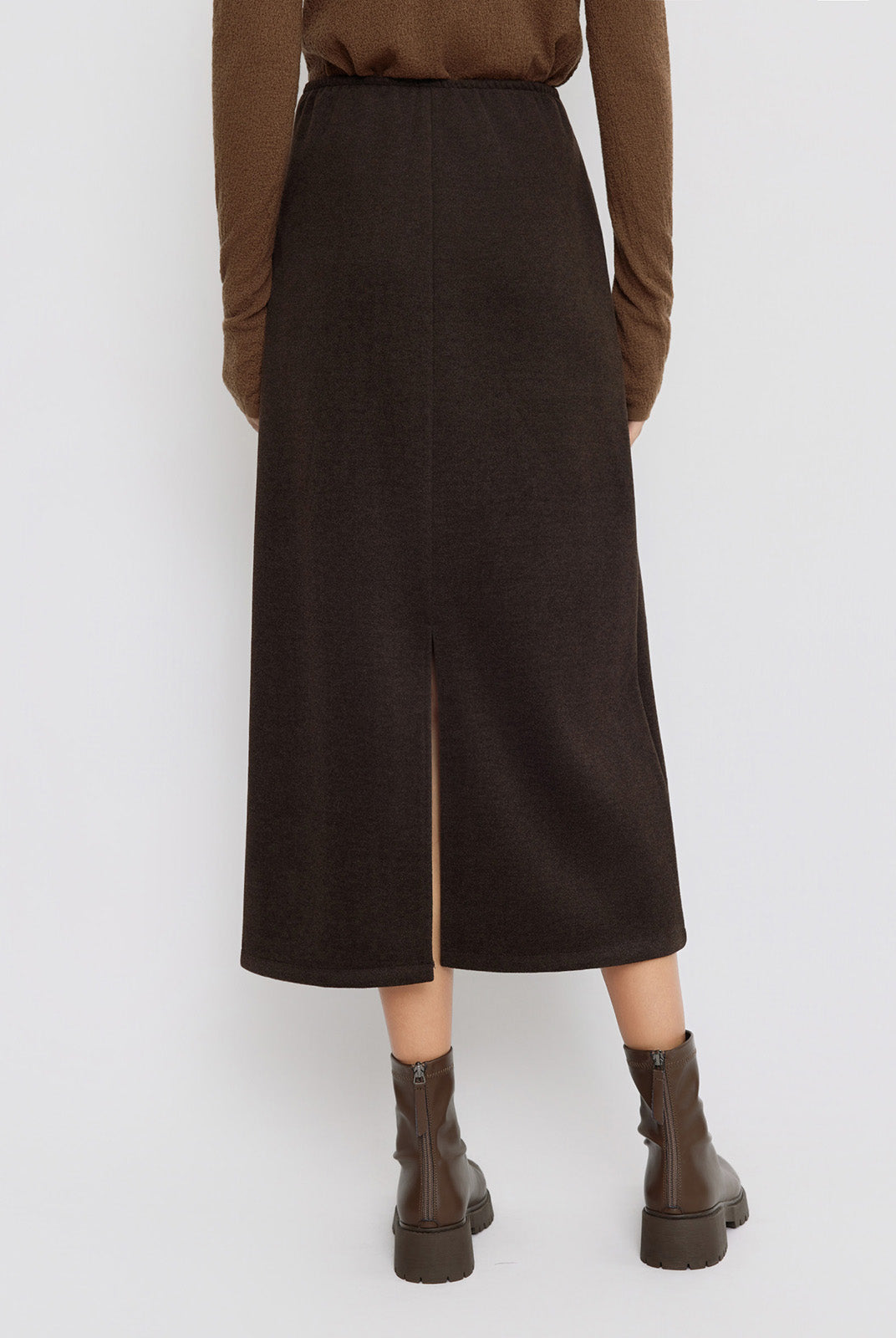 ASOBIO Wool-Blend Knit Midi Skirt