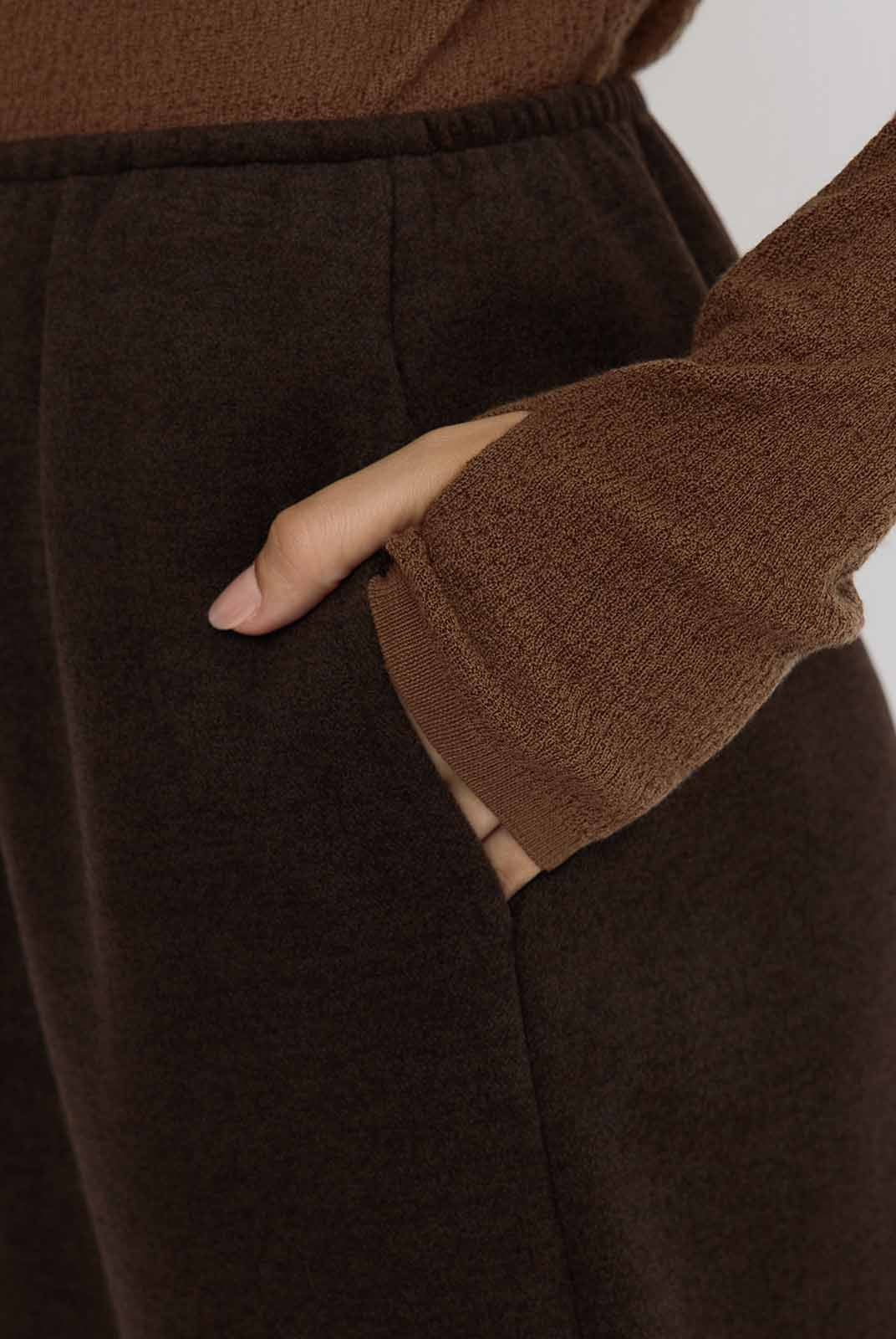 ASOBIO Wool-Blend Knit Midi Skirt