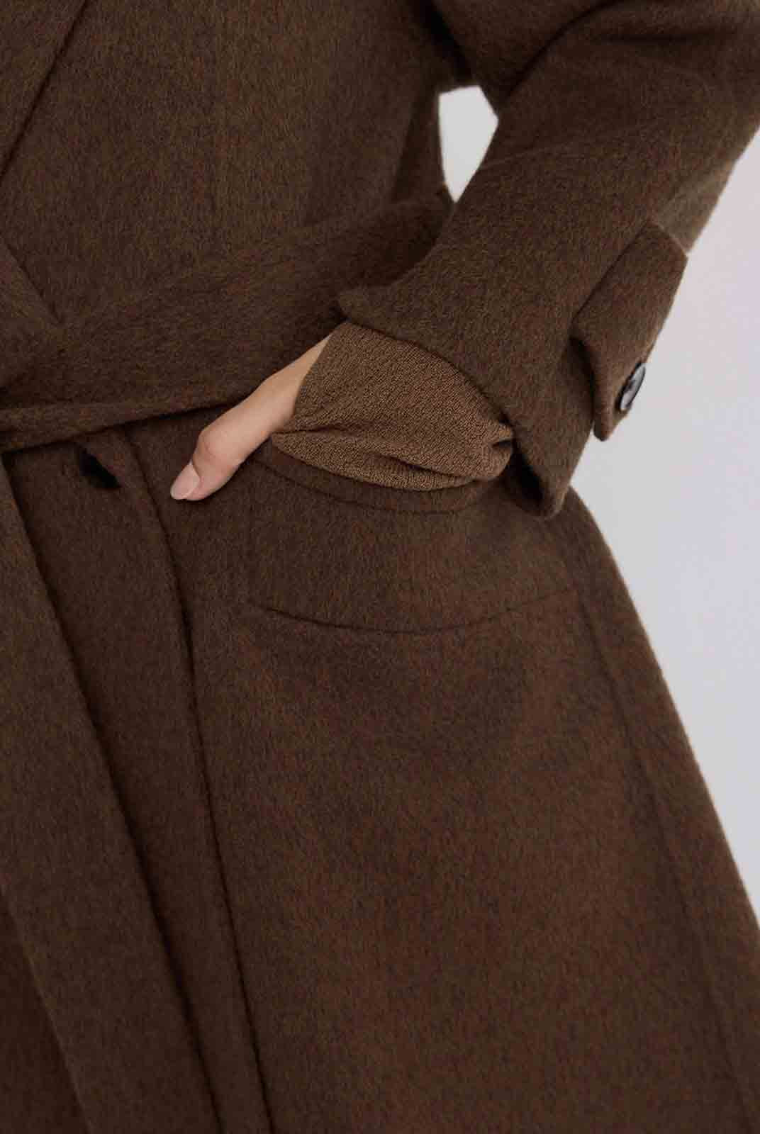 ASOBIO Wool Coat with Detachable Fox Fur Collar