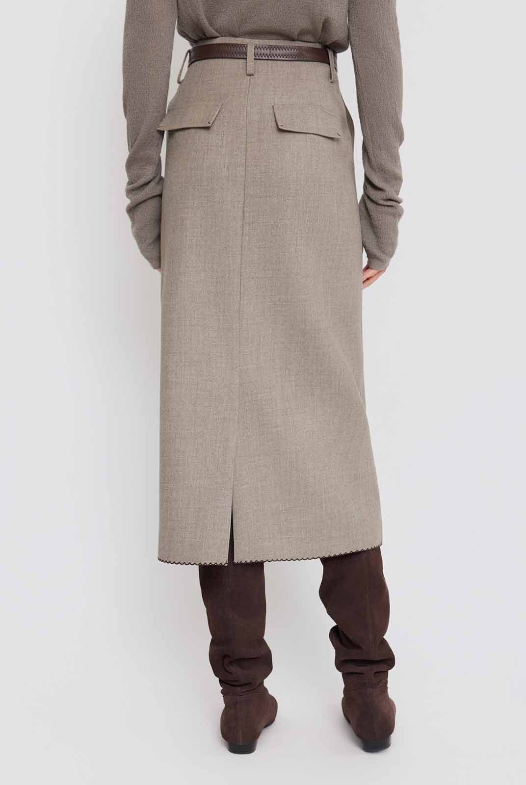 ASOBIO High-Waist Belted Midi Skirt