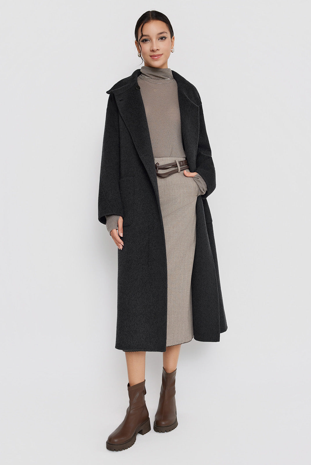 ASOBIO Minimal Long Wool-Alpaca Wrap Coat