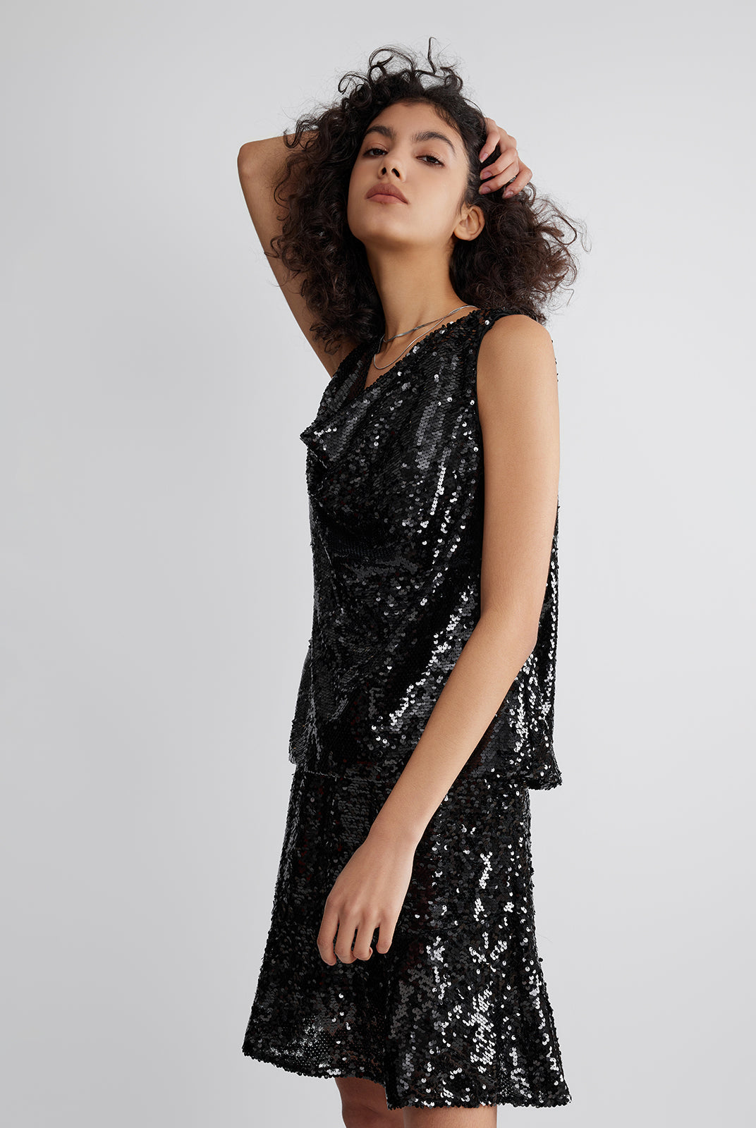 Sequin Embellished Mermaid Hem Skirt