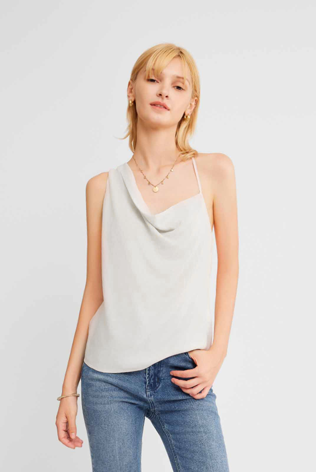 Asymmetric Draped Chiffon Cami