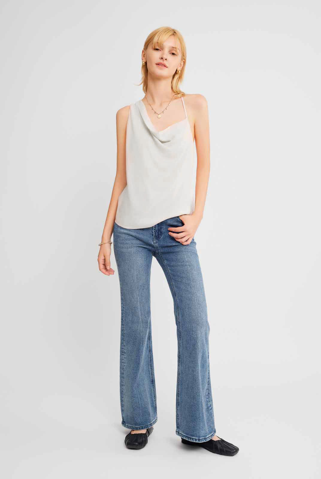 Asymmetric Draped Chiffon Cami