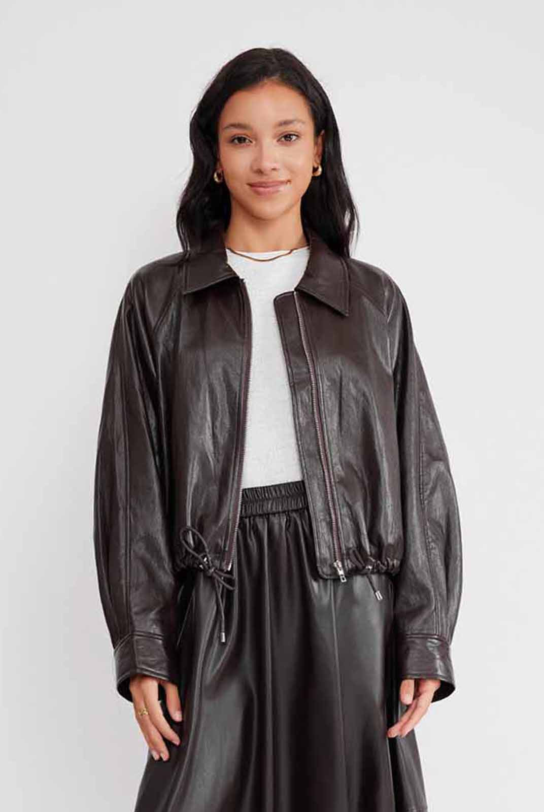 ASOBIO Vegan Leather Oversized Jacket