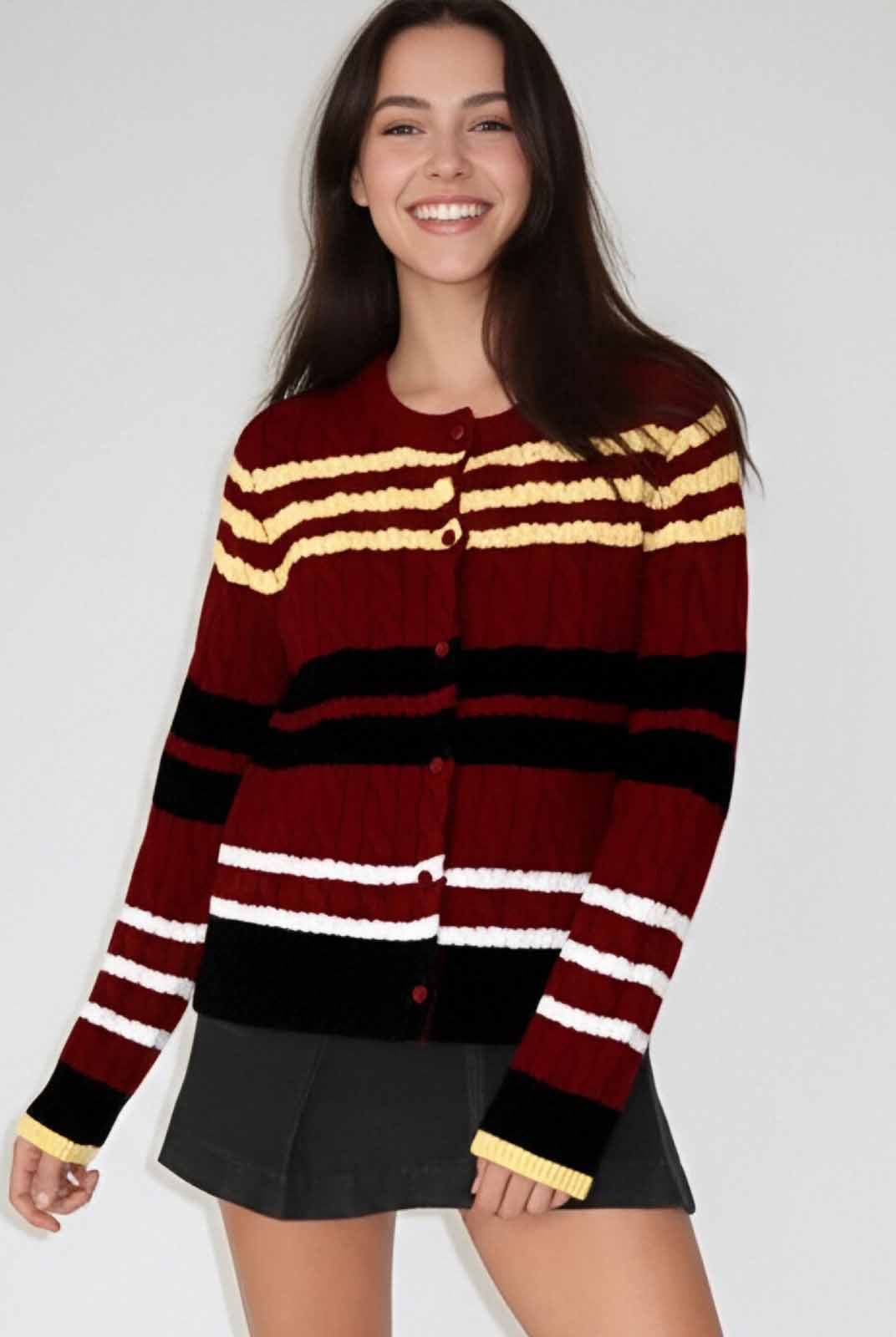 ASOBIO Cable-Knit Wool Cardigan