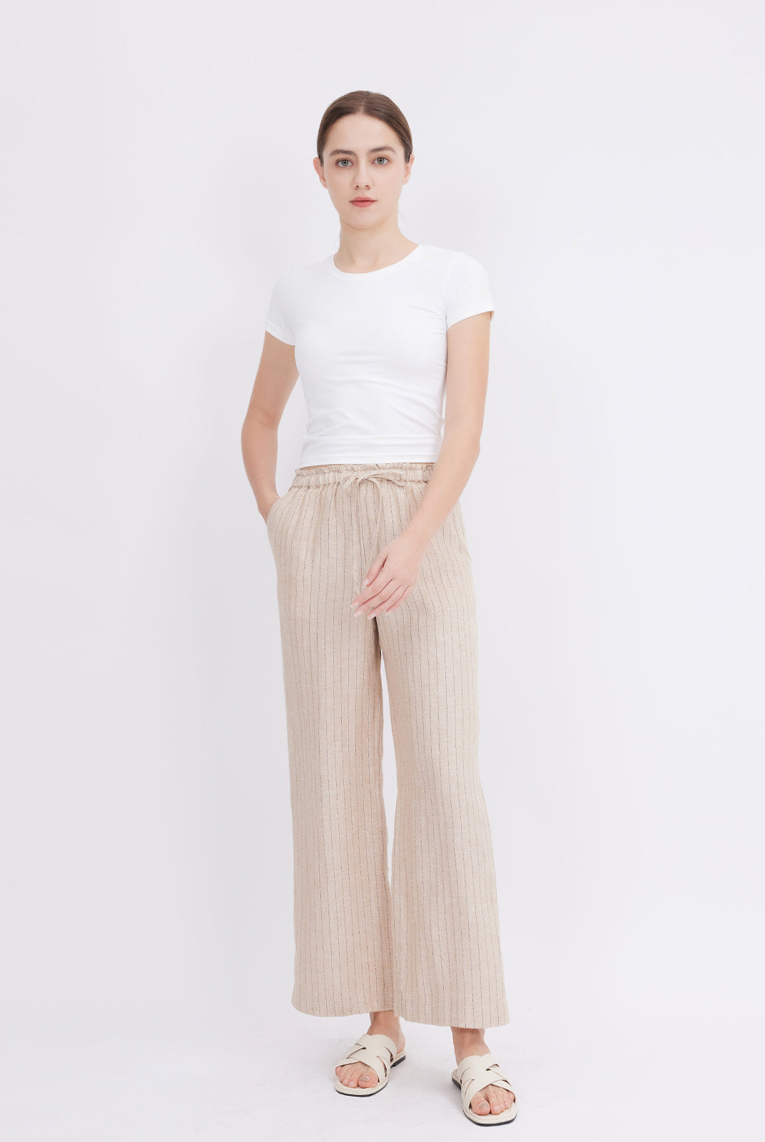 Mid-Rise Loose Straight Linen Pants