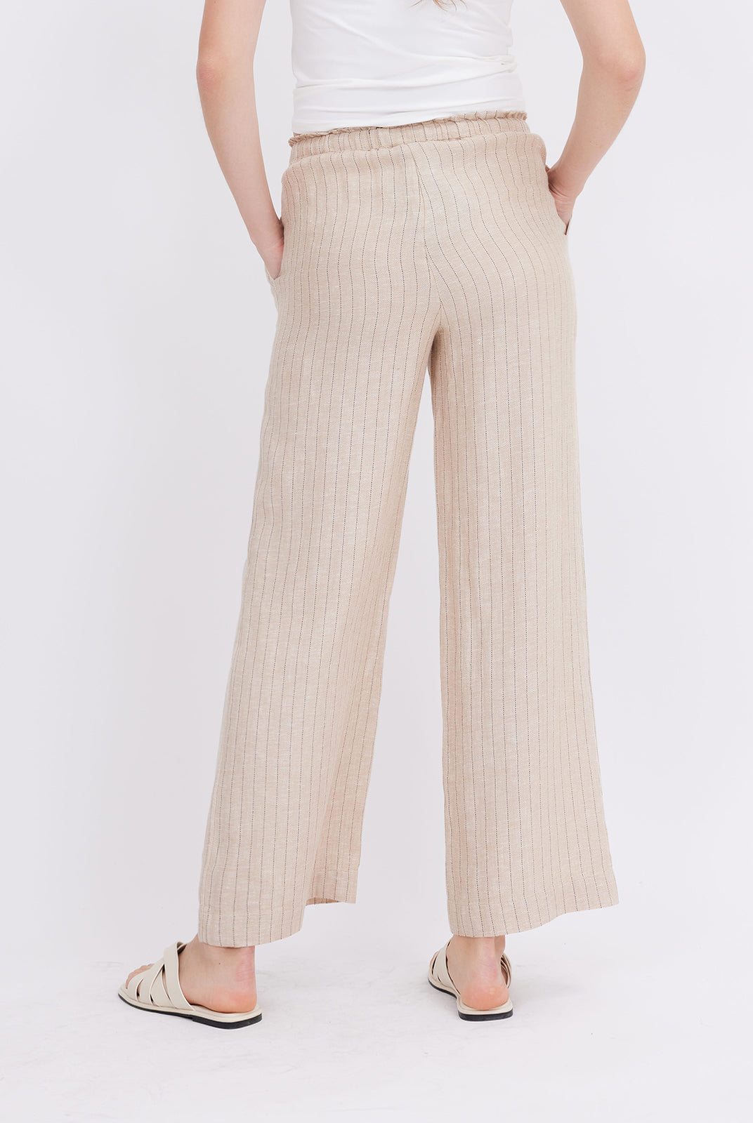 Mid-Rise Loose Straight Linen Pants