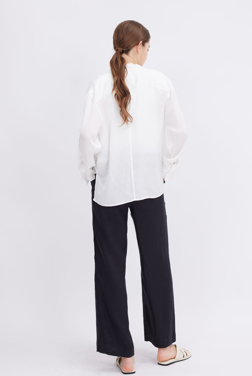 Mid-Rise Loose Straight Linen Pants