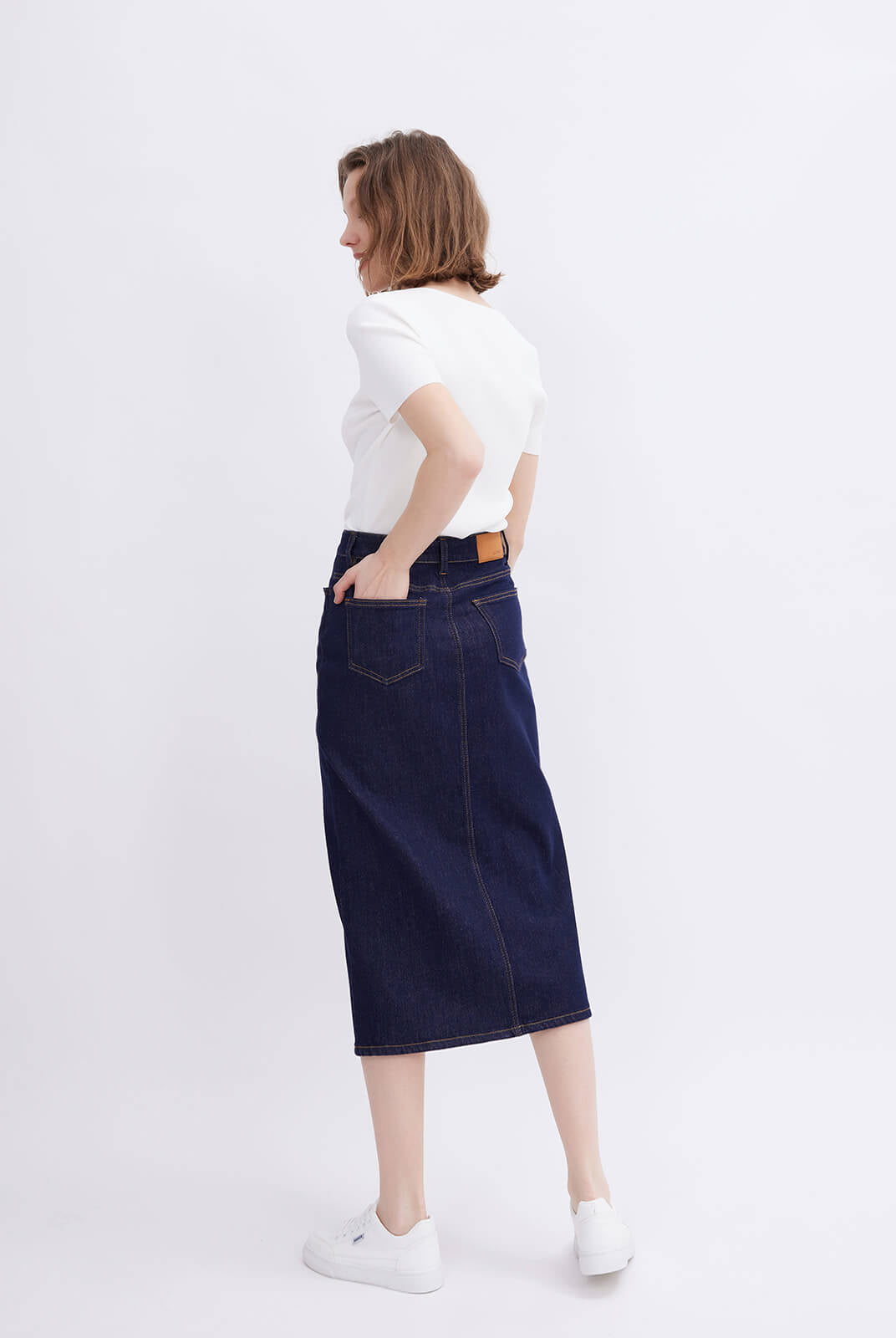 Straight Long Denim Skirt