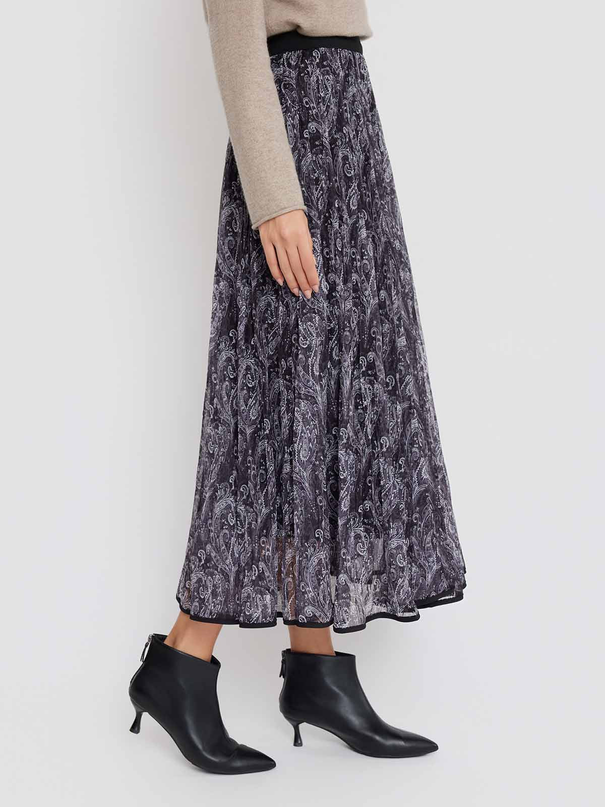 ASOBIO Paisley Pleated Maxi Skirt