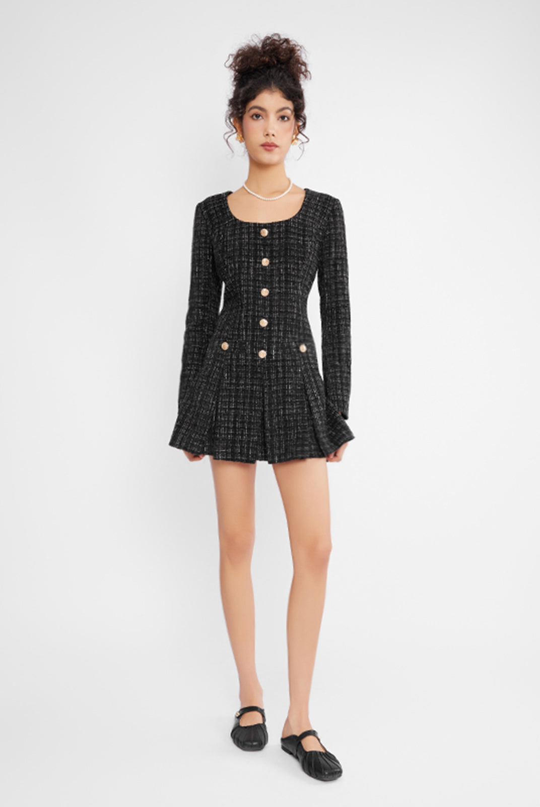 ASOBIO Tweed Mini Dress