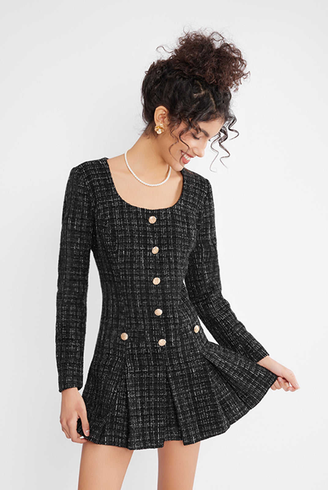 ASOBIO Tweed Mini Dress
