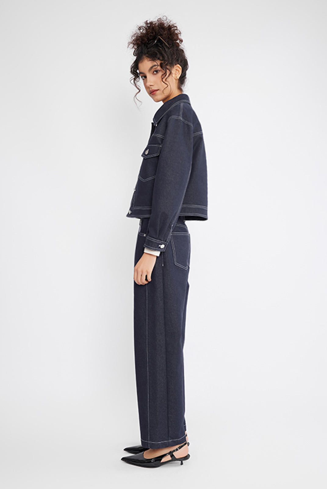 ASOBIO Crop Denim Trucker Jacket