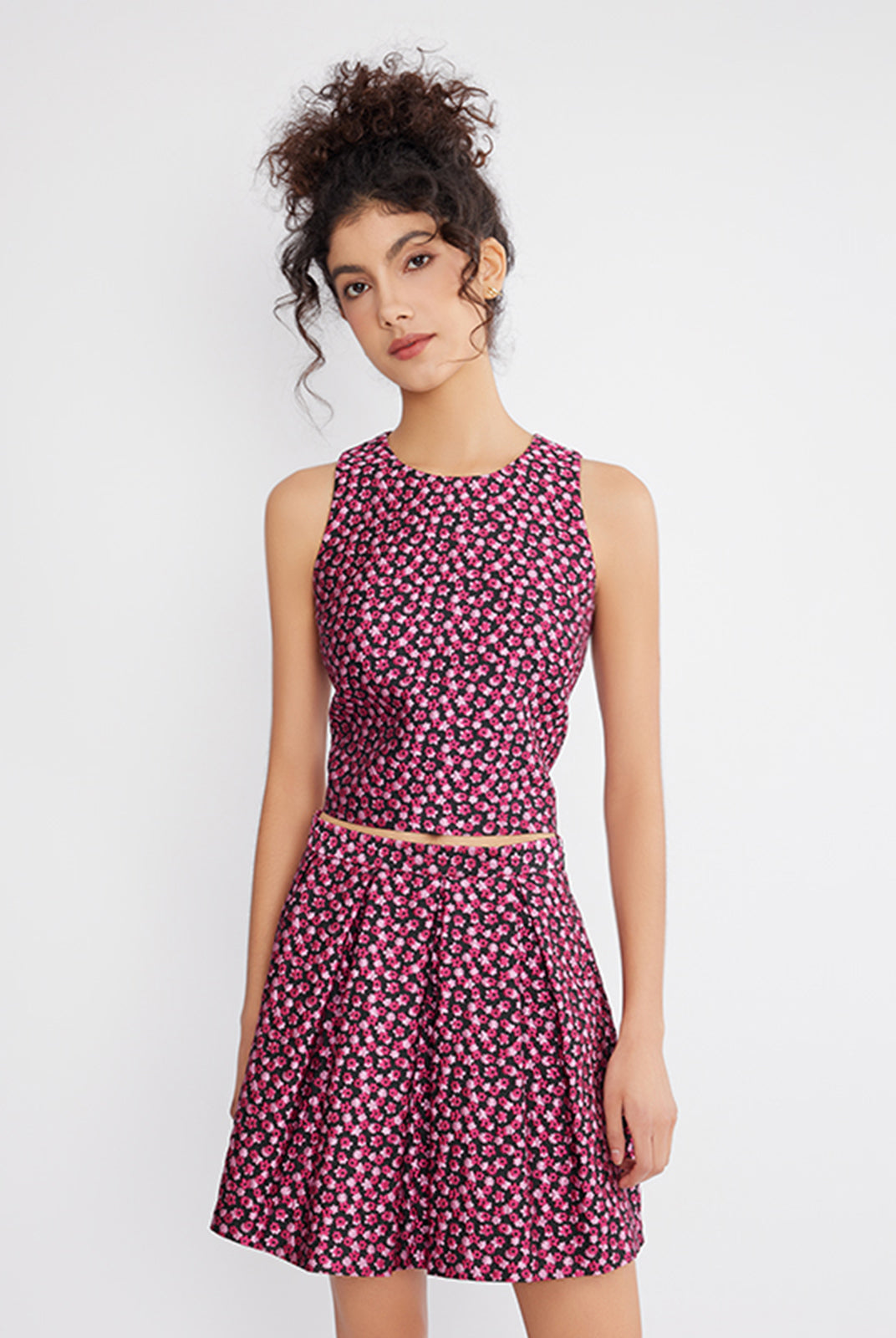 ASOBIO Jacquard Short Pleated Skirt