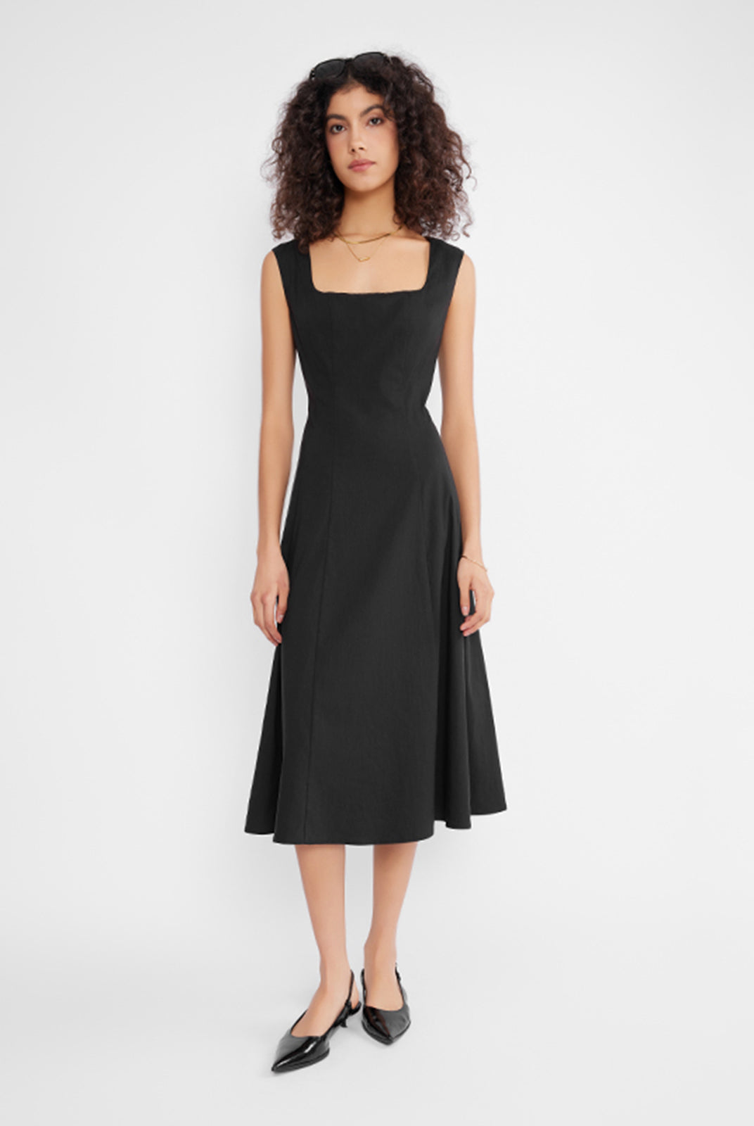 ASOBIO Cap Sleeve A-Line Midi Dress