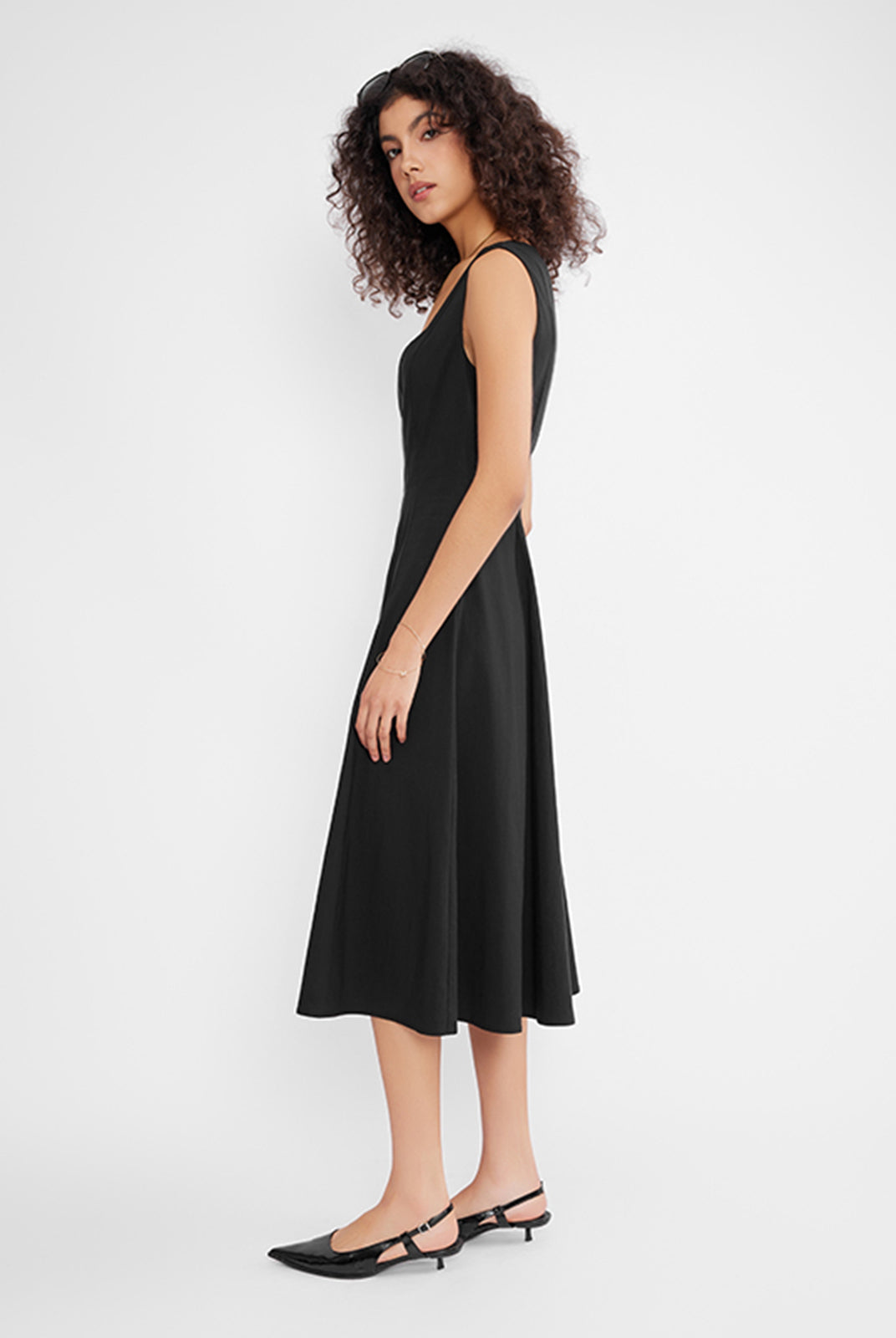 ASOBIO Cap Sleeve A-Line Midi Dress