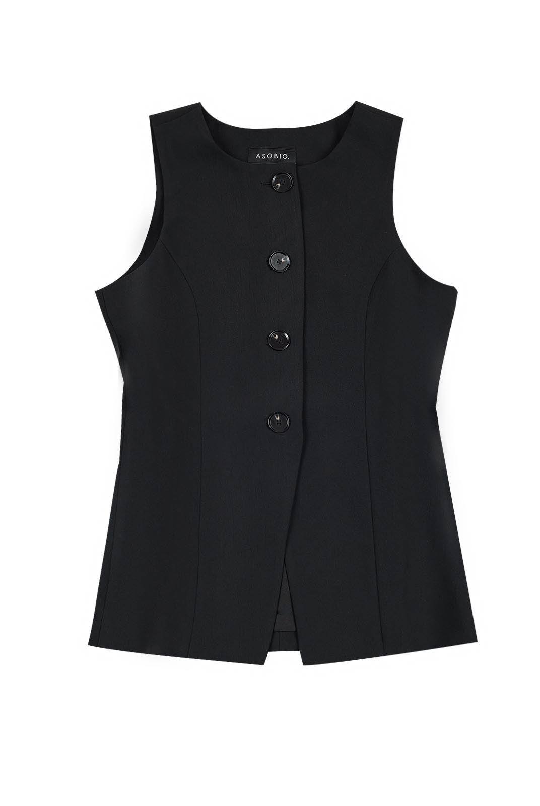 ASOBIO Slim-Fit Crewneck Button-Up Suit Vest