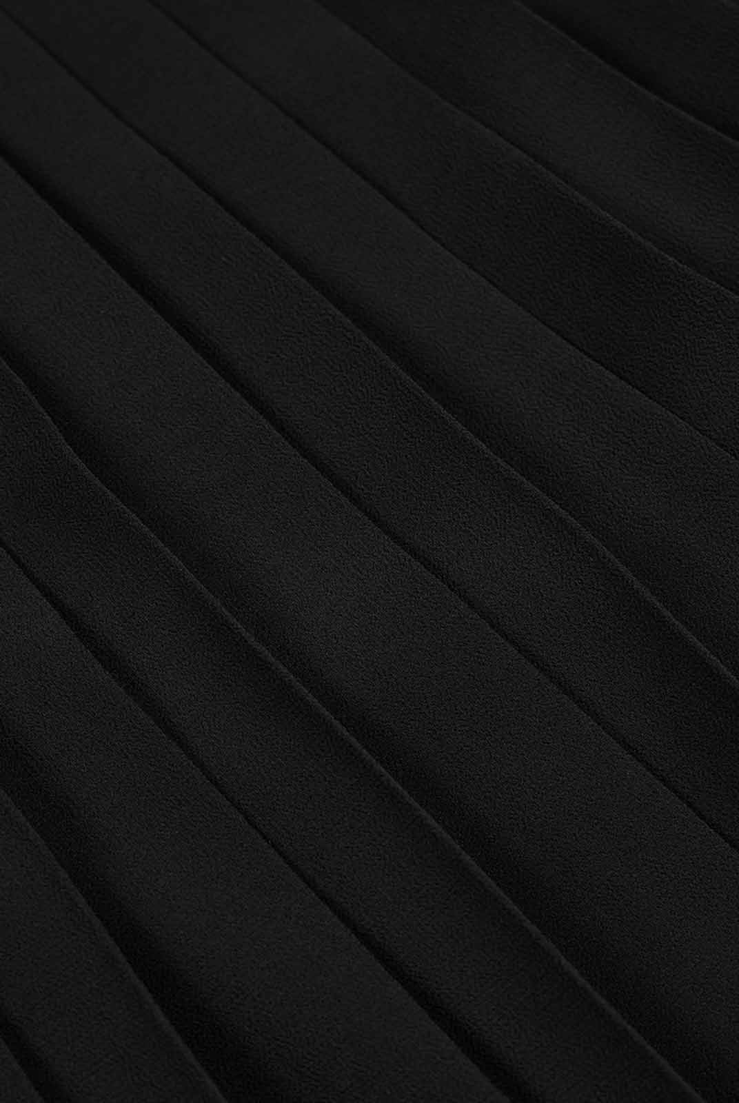 Pleated Chiffon Lace-Panel Blouse