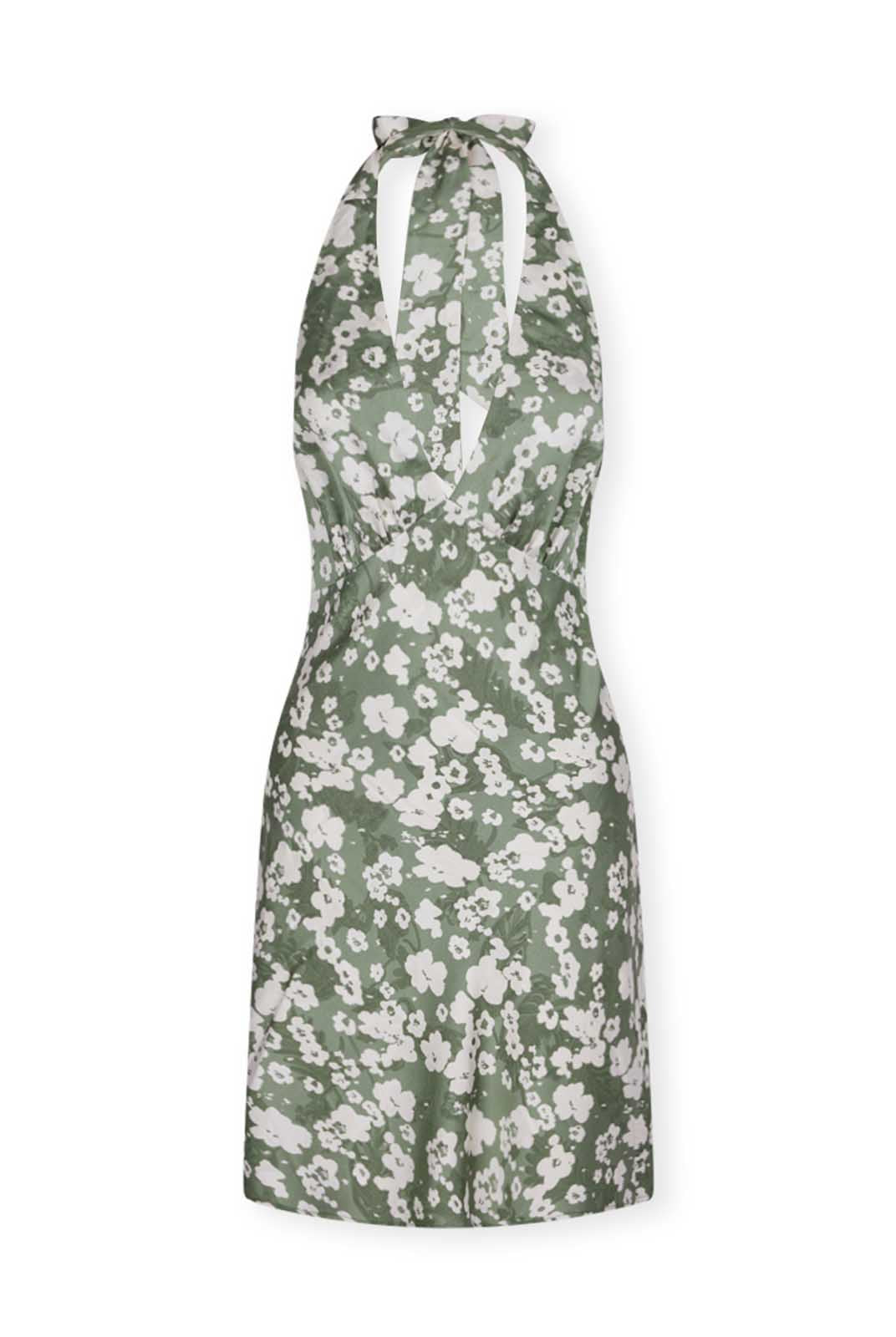 ASOBIO Halter V-Neck Draped Mini Dress