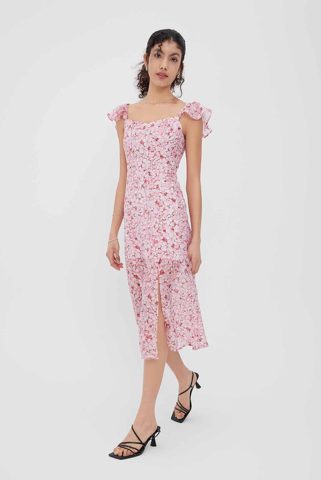 ASOBIO Printed Cap Sleeve A-Line Dress