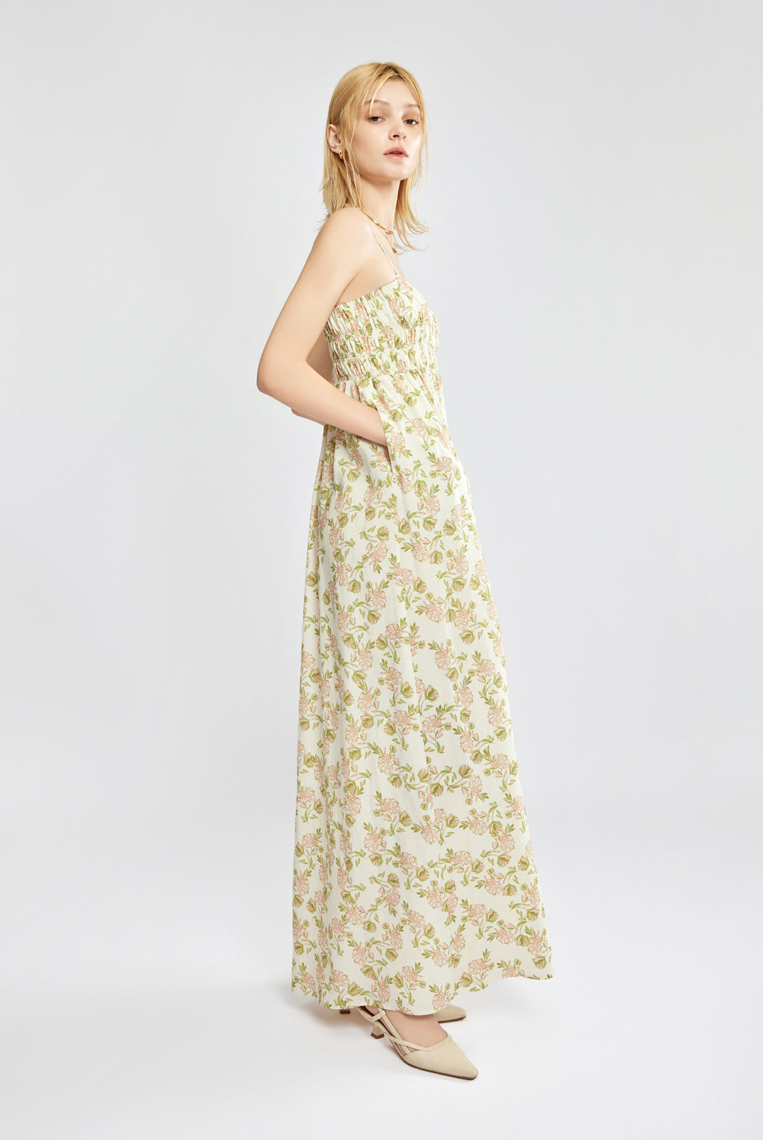 Smocked Maxi Dress with Removable Straps