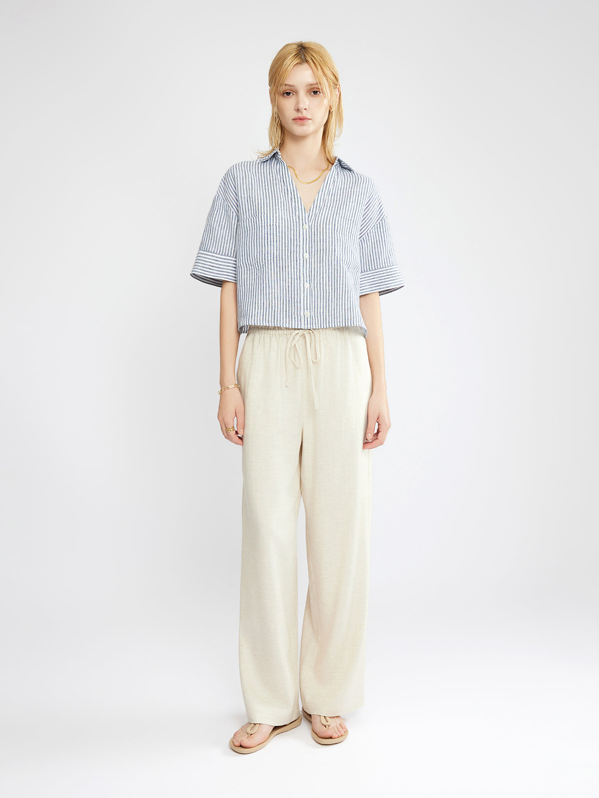 100% Linen Cropped Shirt