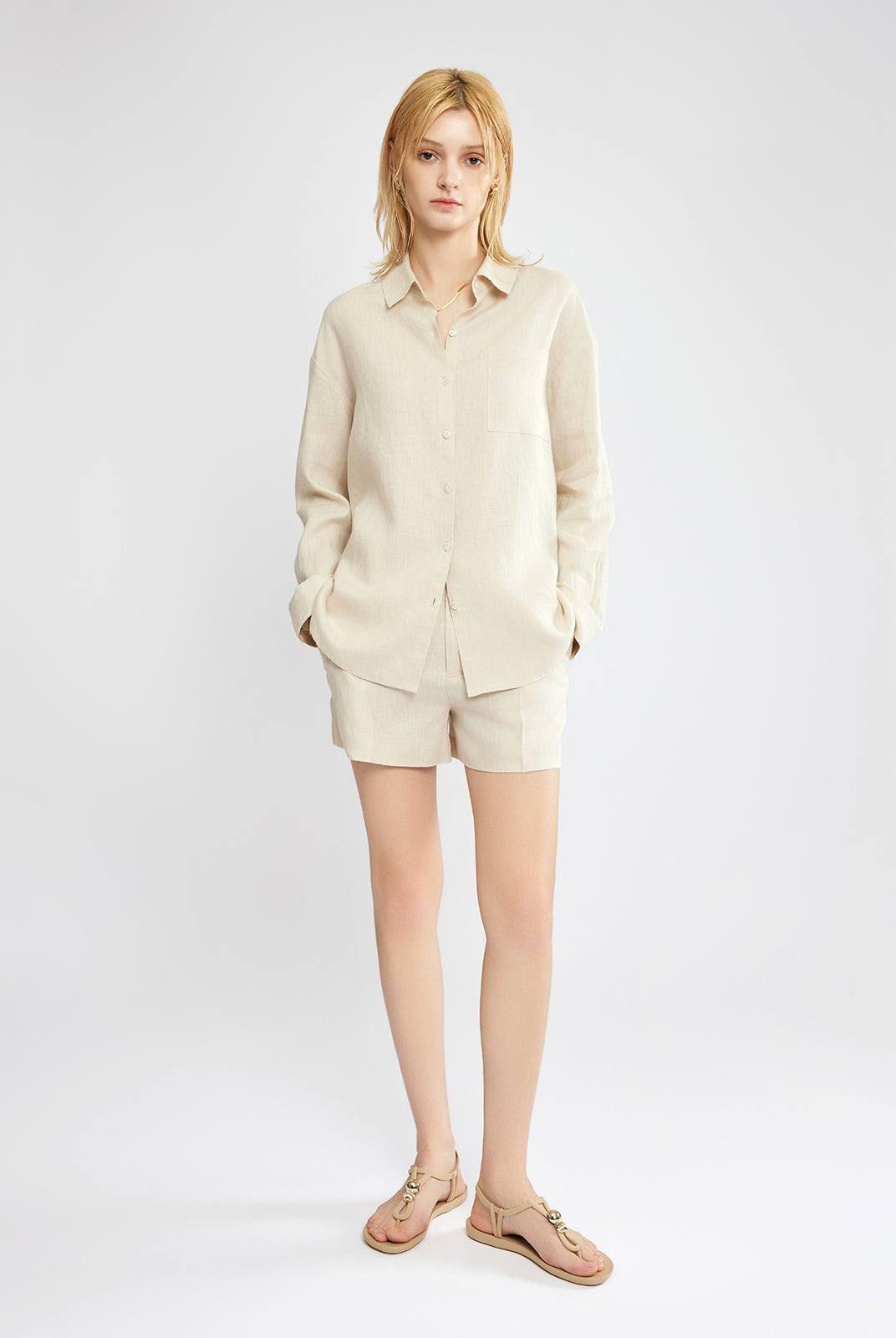 100% Linen Button-Up Shirt