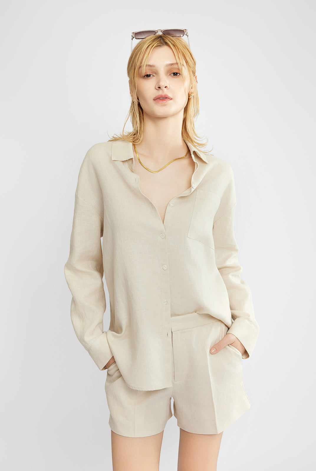 100% Linen Button-Up Shirt