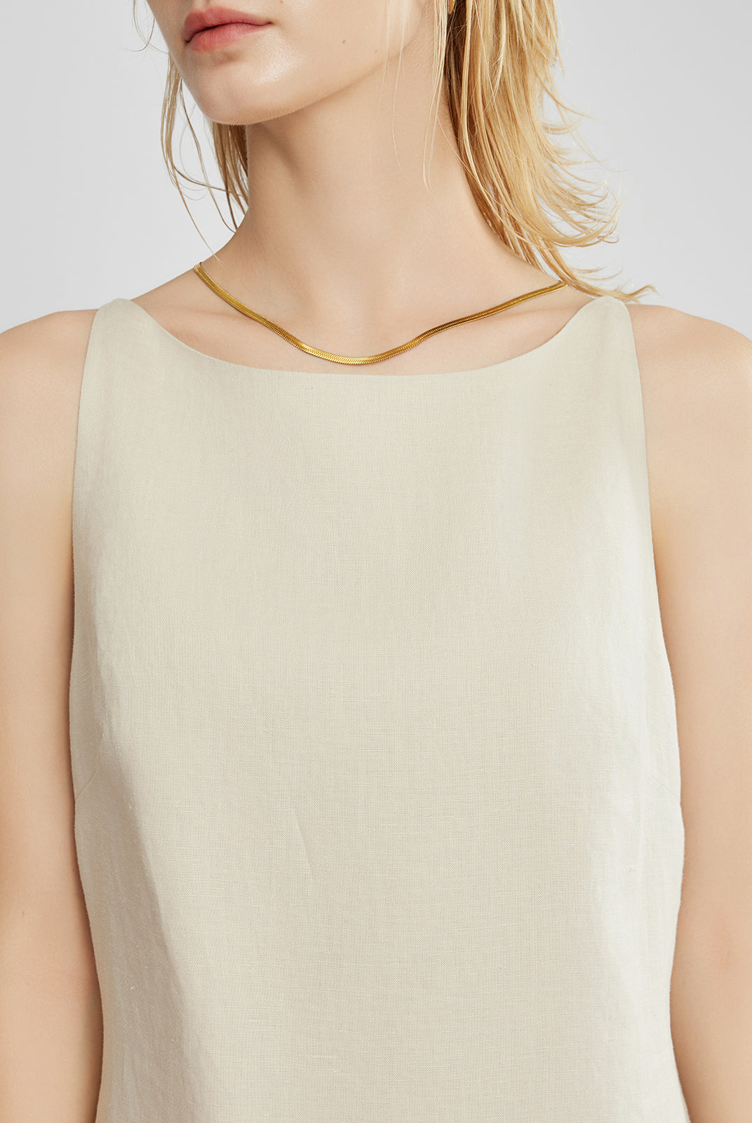 100% Linen Boatneck Mini Dress