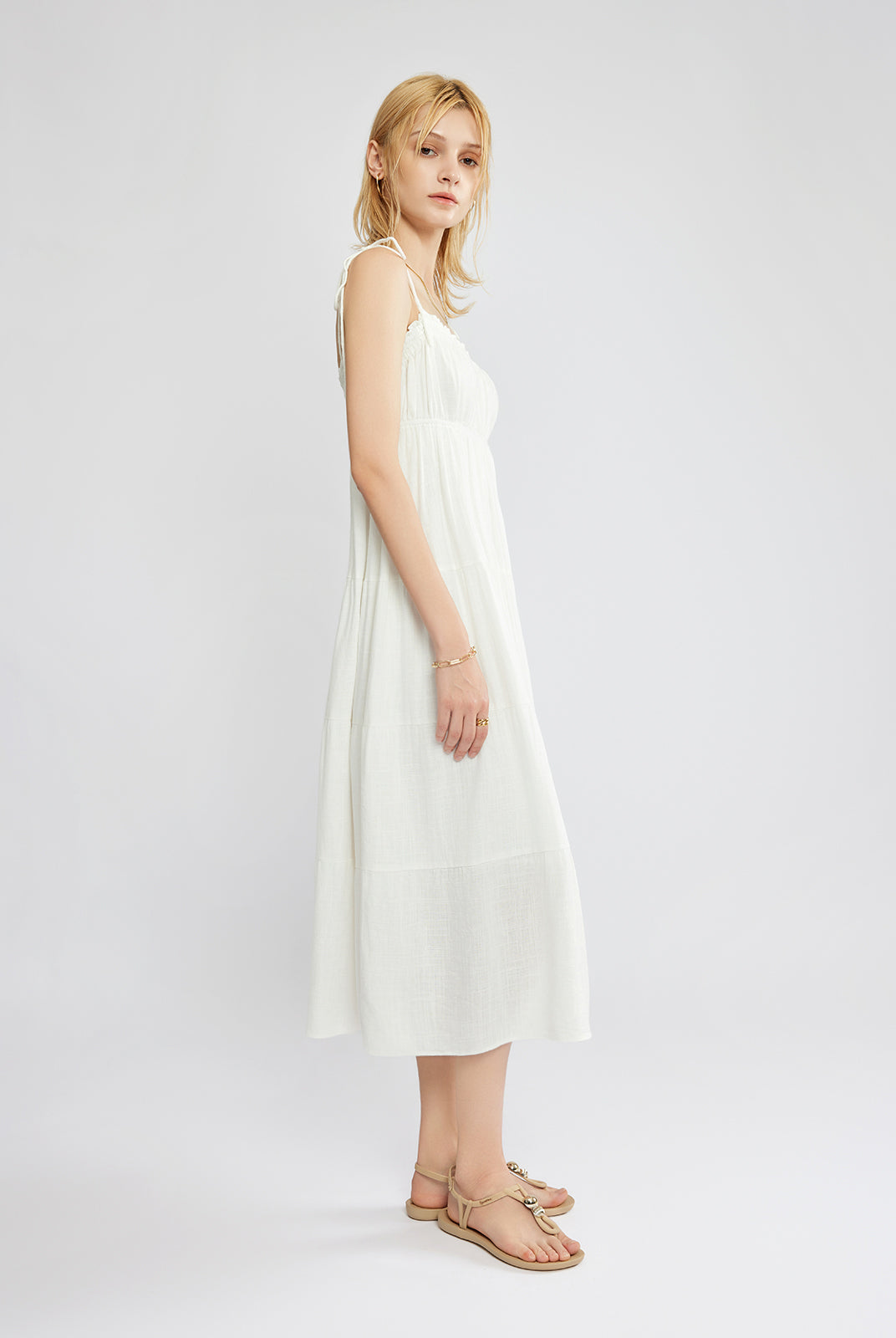 Linen Tiered Midi Dress