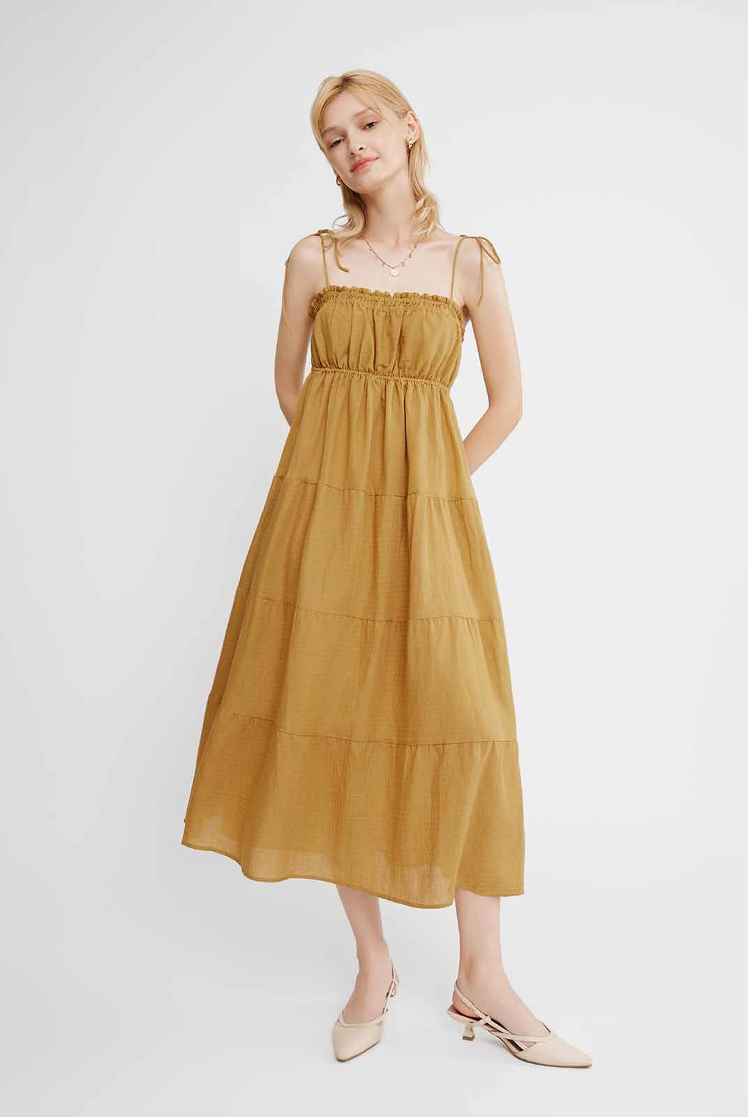 Linen Tiered Midi Dress