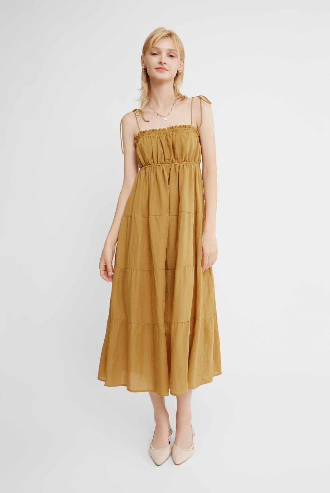 Linen Tiered Midi Dress