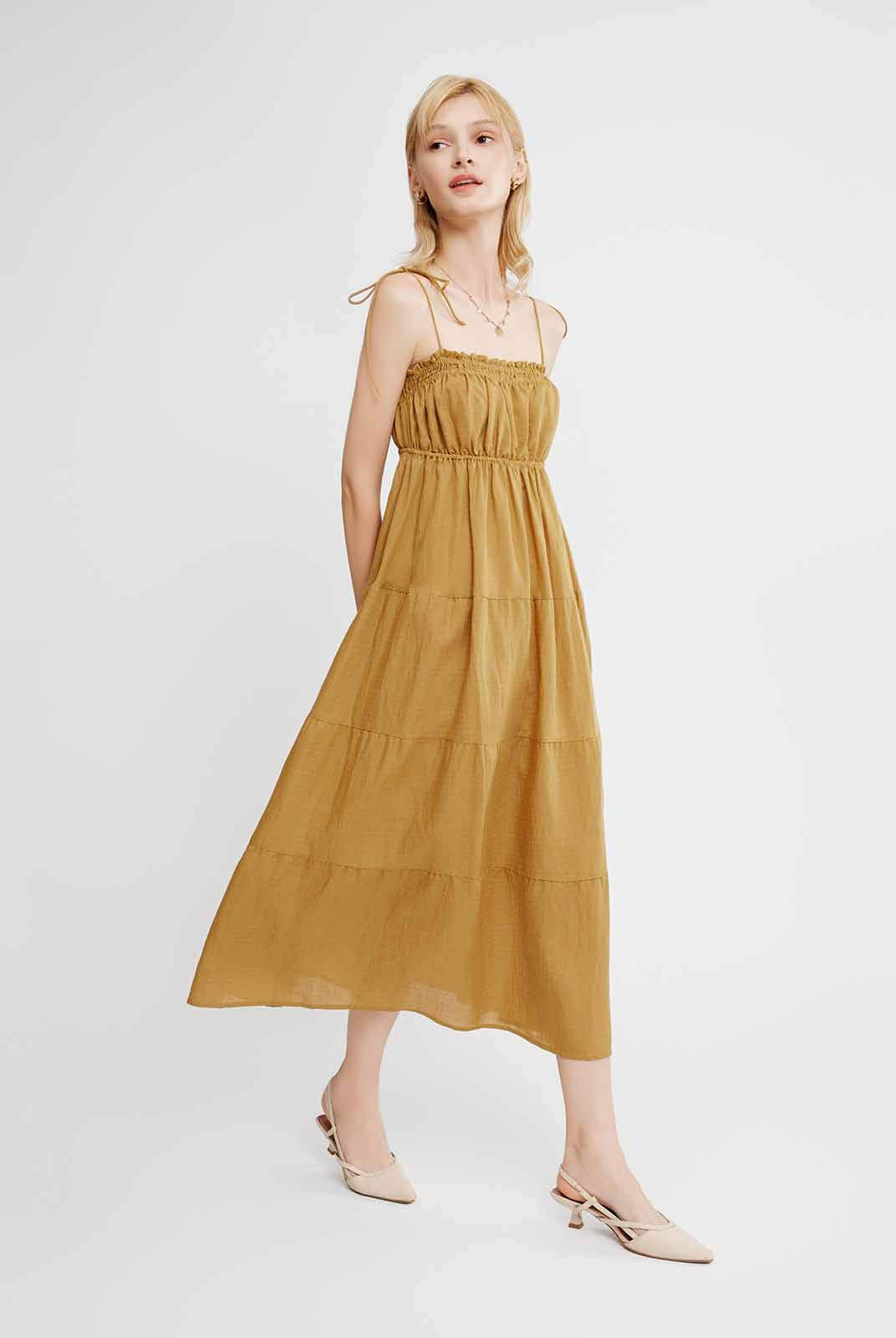 Linen Tiered Midi Dress