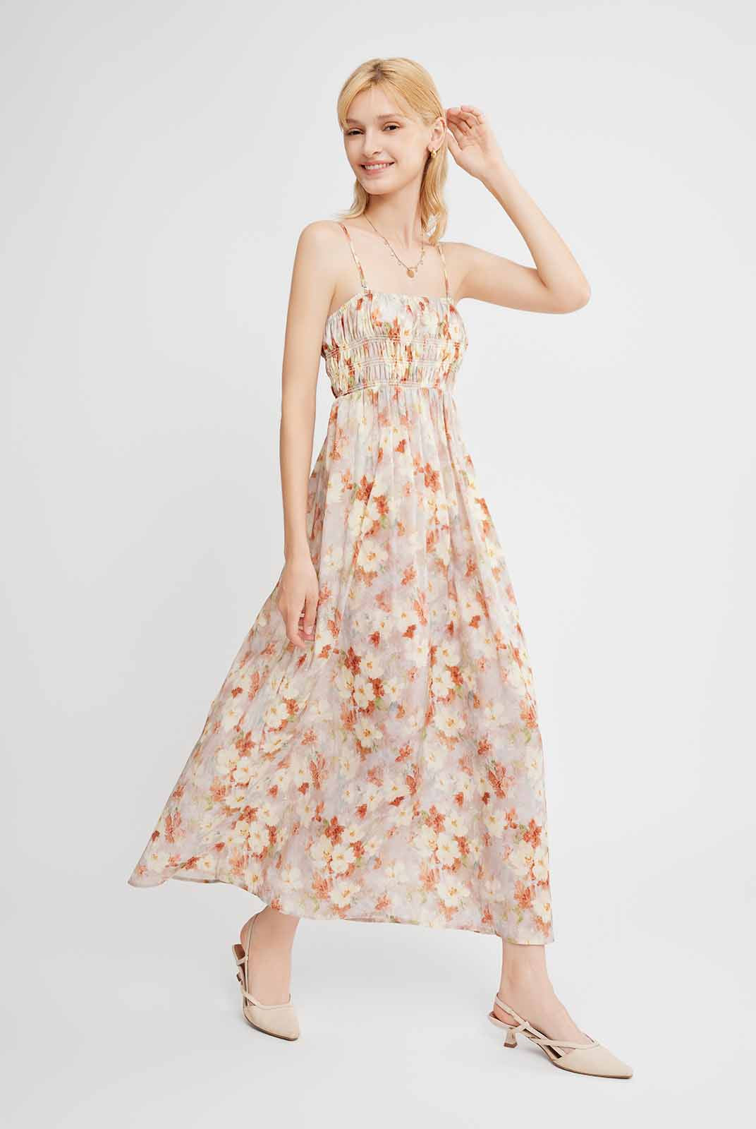 Smocked Maxi Dress with Removable Straps