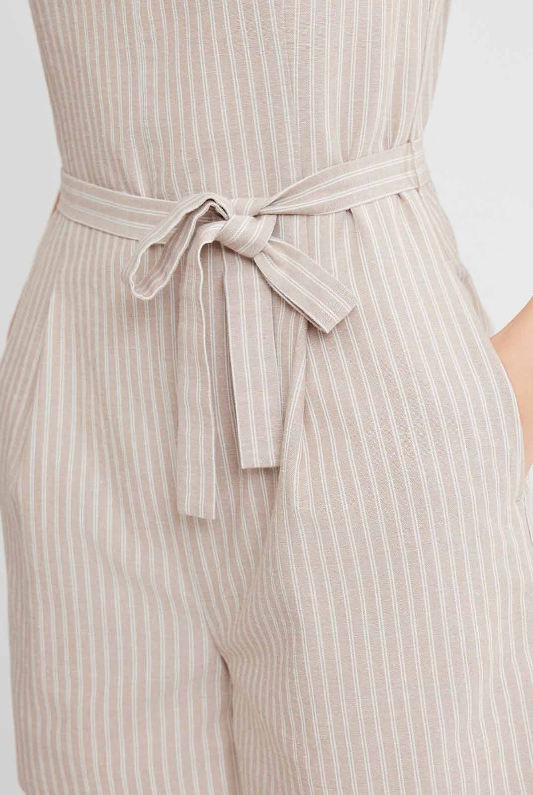 Sleeveless Square-Neck Pleated Romper