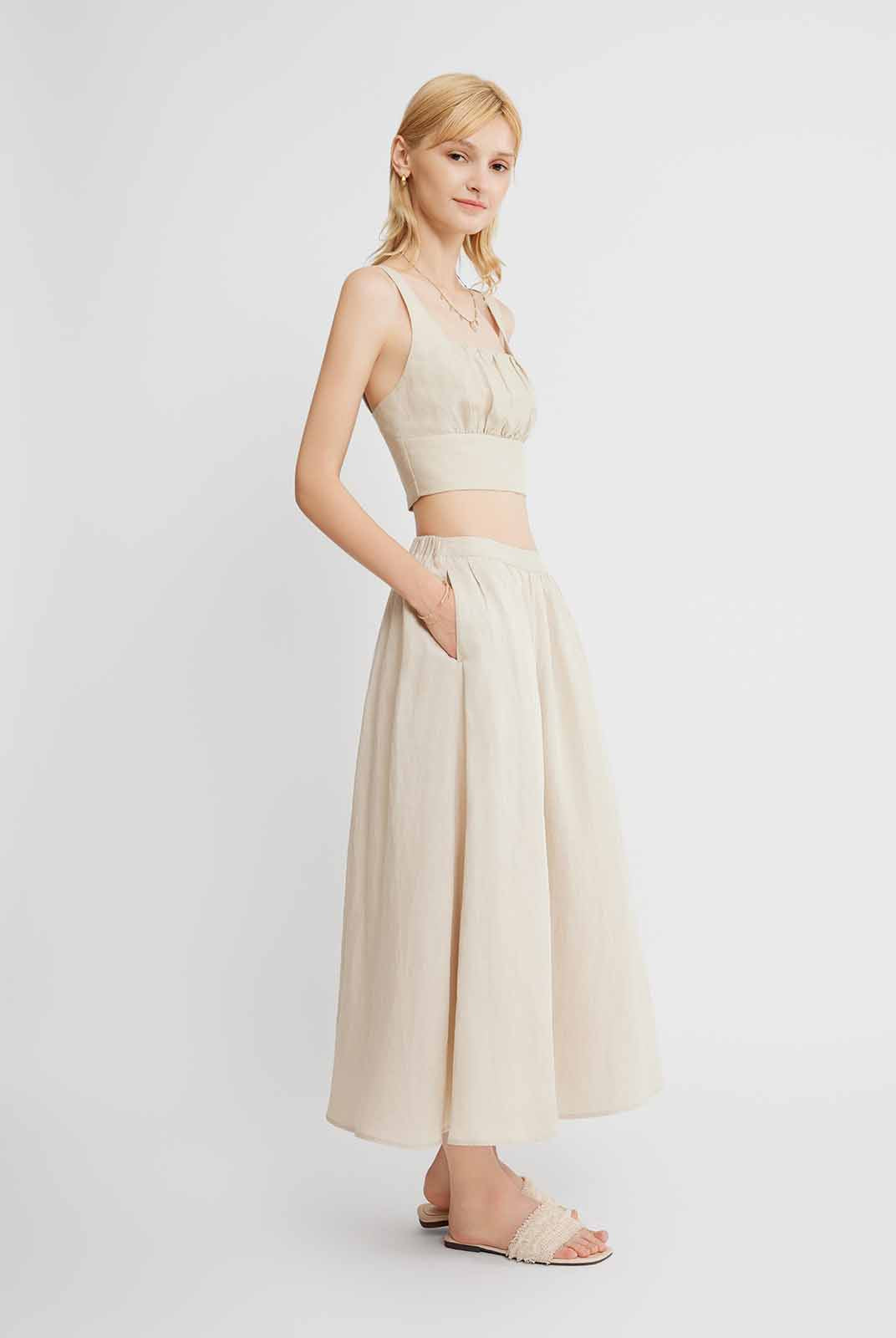 Smocked Square-Neck Top