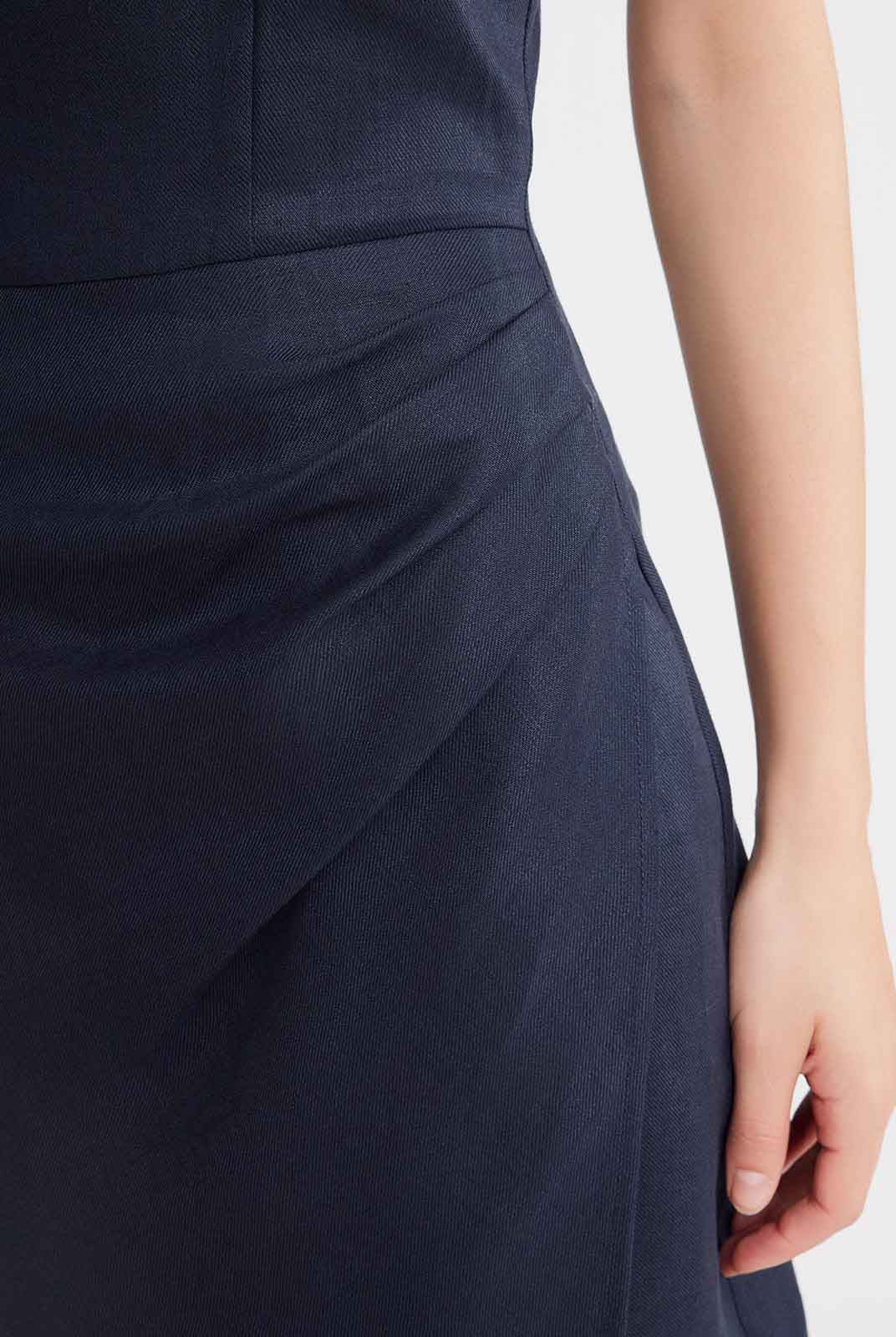 100% Linen Faux-Wrap Mini Dress