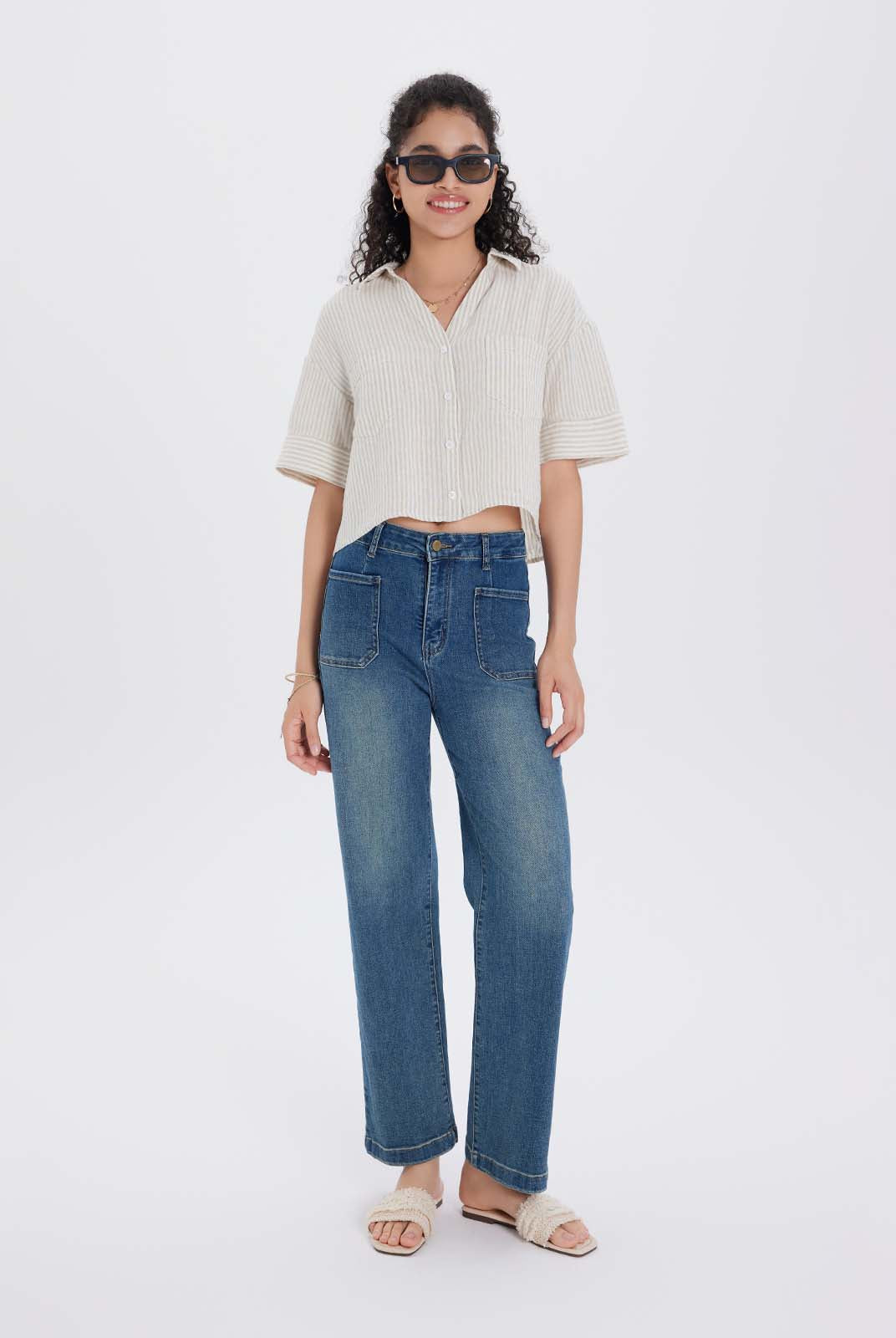 100% Linen Cropped Shirt