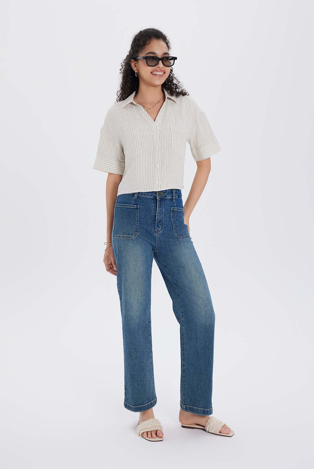 100% Linen Cropped Shirt